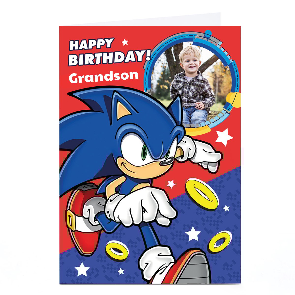 Personalised Birthday Card - Sonic Rings Grandson