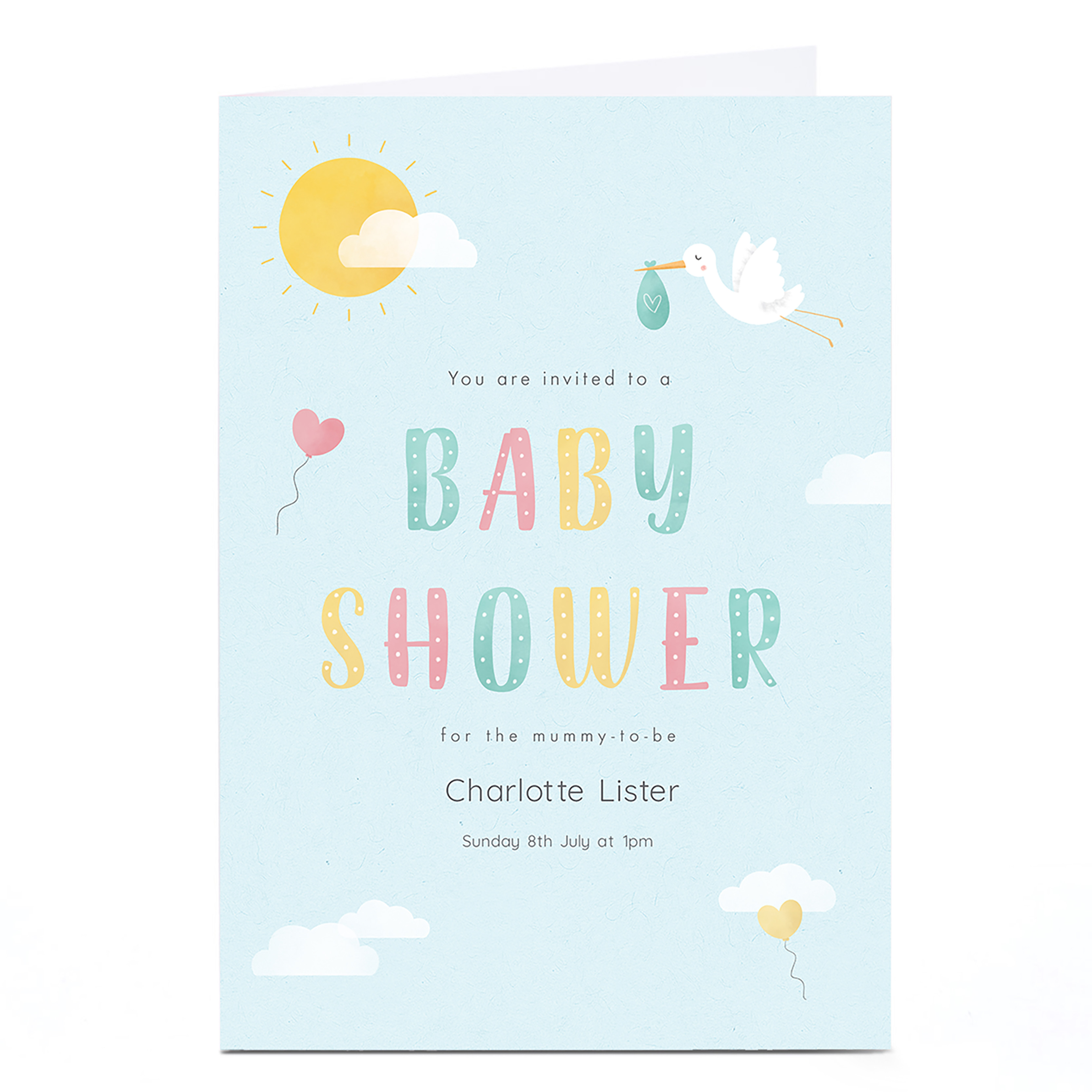 Personalised Baby Shower Invitation - Sun & Stork