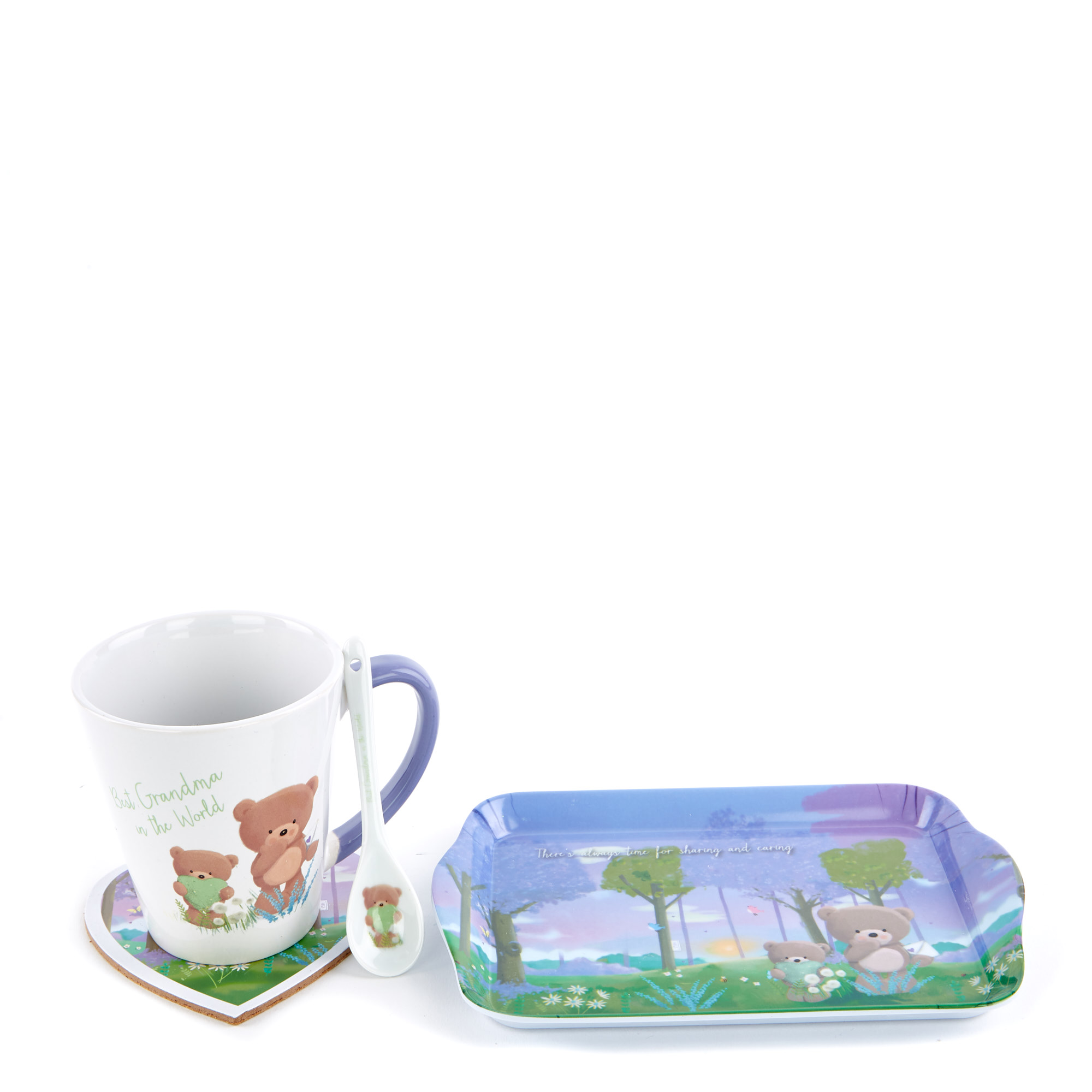Best Grandma Mother's Day Hugs Tray, Mug, Coaster & Spoon Set