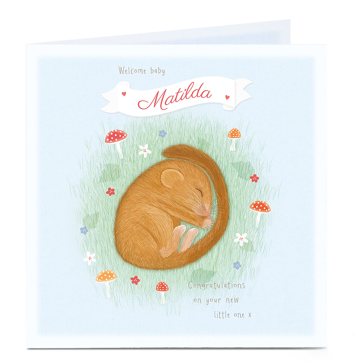 Personalised New Baby Card - Little Doormouse