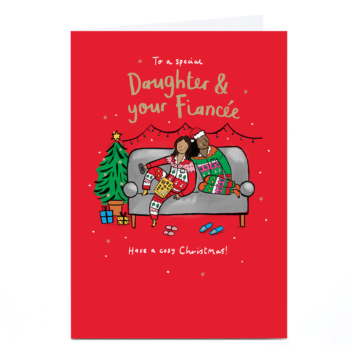 Christmas Card - Cosy Christmas, Daughter & Fiancee