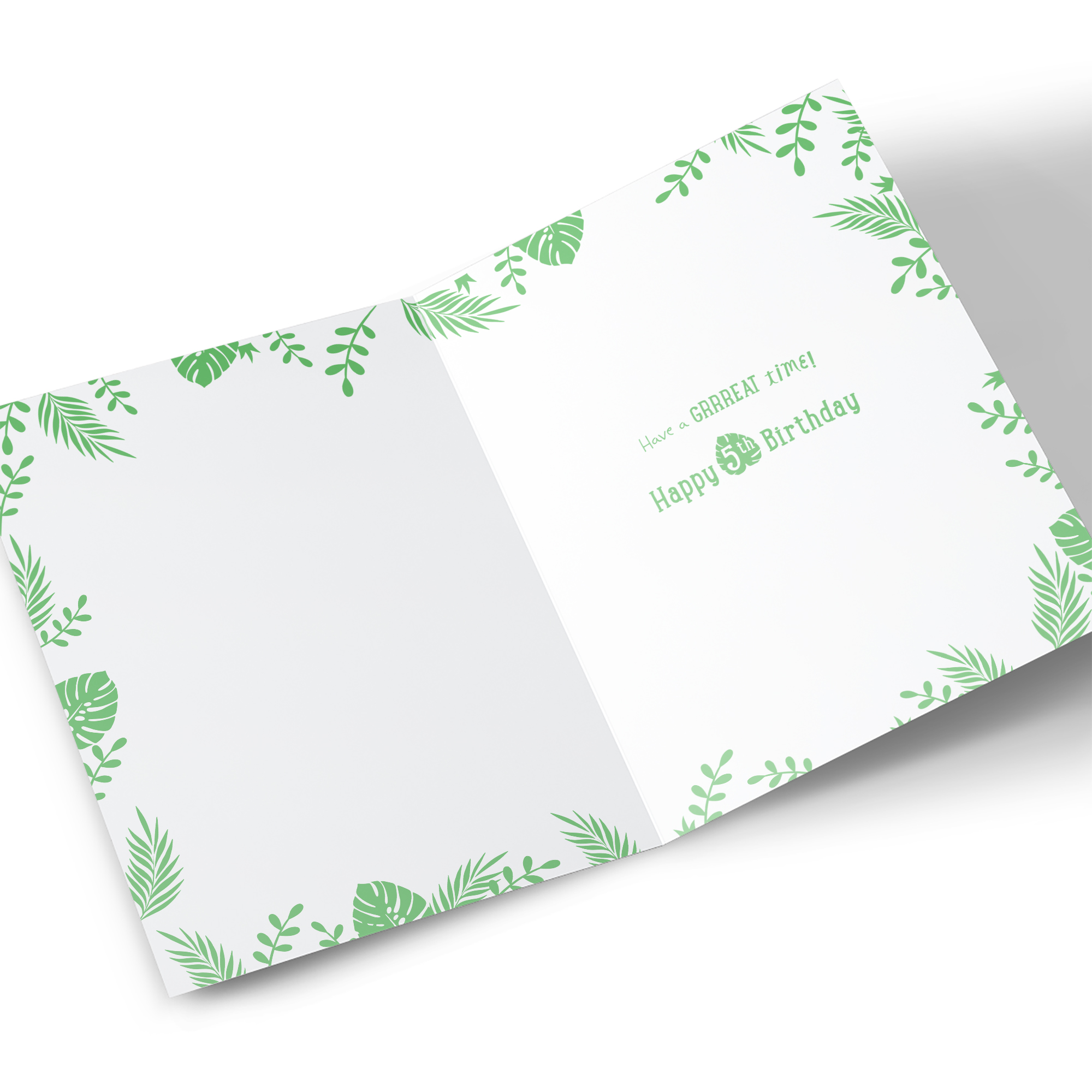 5th Birthday Card - Roarsome Green Dinosaur