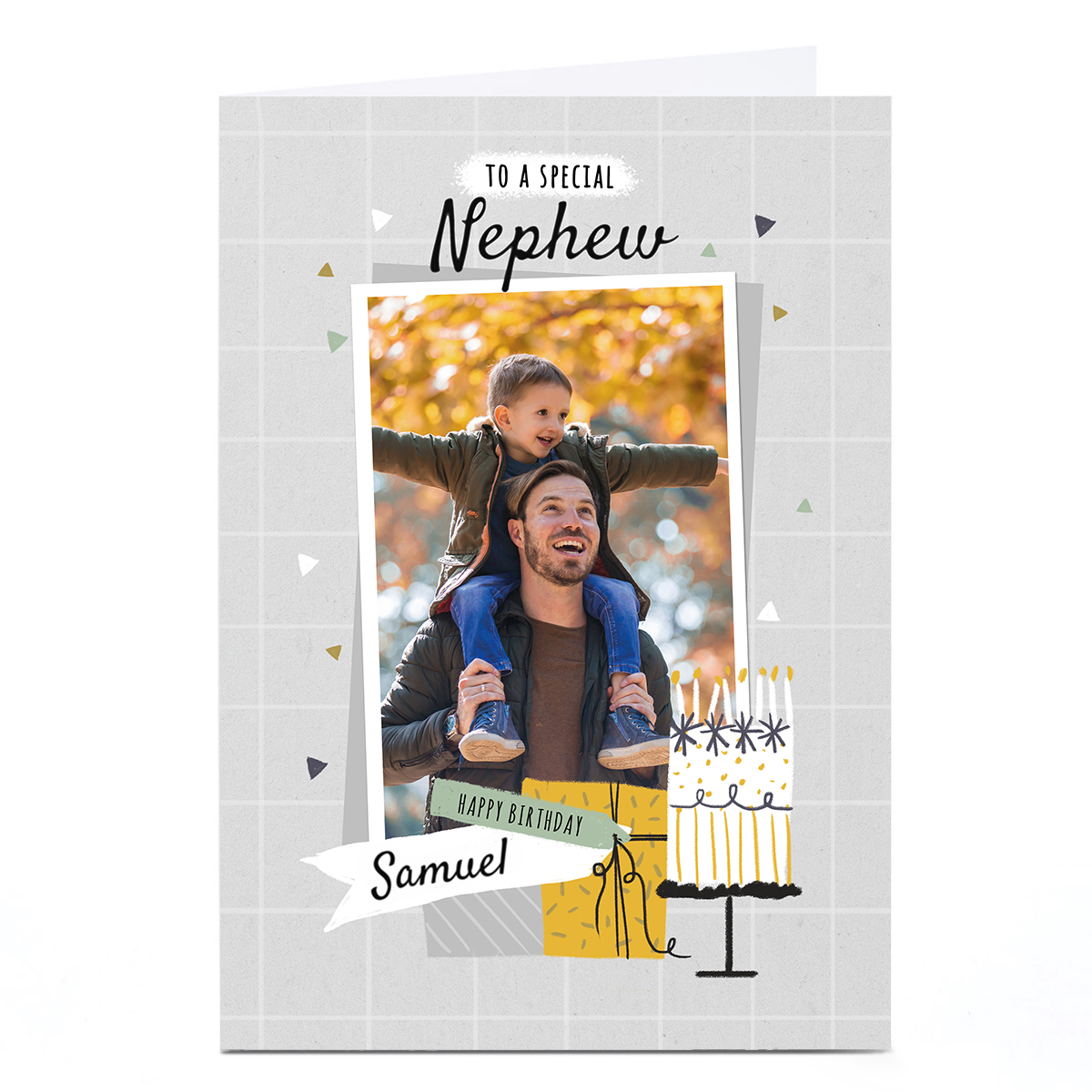 Photo Little Mono Birthday Card - Nephew Birthday Cake