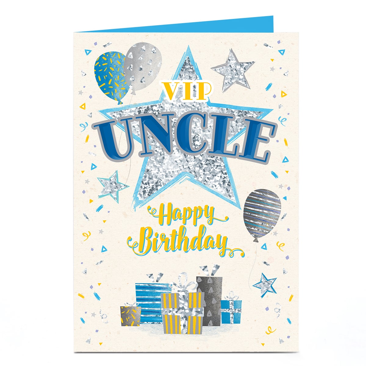 Birthday Card - VIP Uncle Presents Stars and Confetti, Uncle