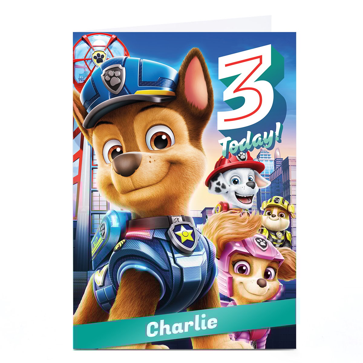 Personalised Paw Patrol Movie 3rd Birthday Card 