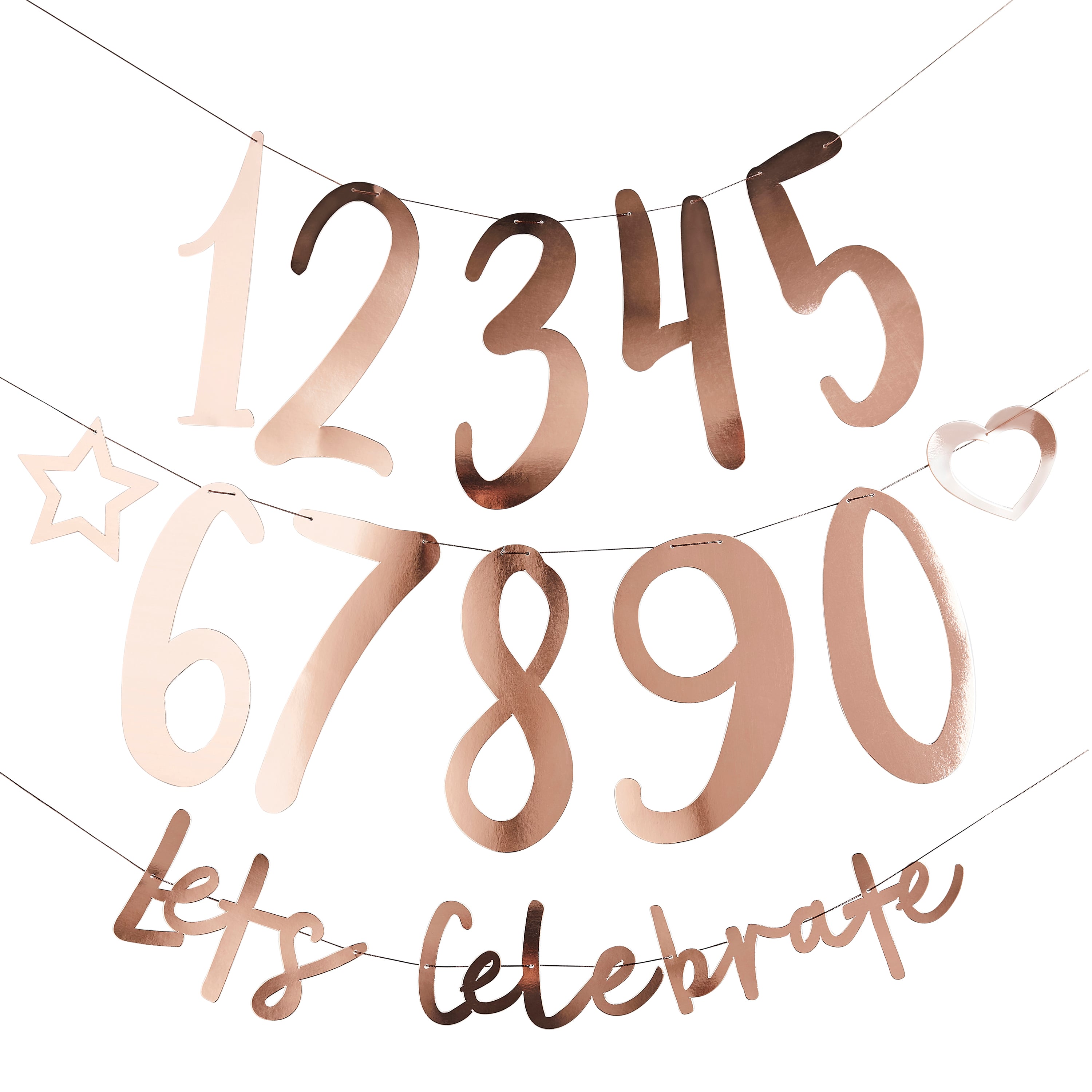 Metallic Rose Gold Lets Celebrate Customisable Card Banner x2 2m