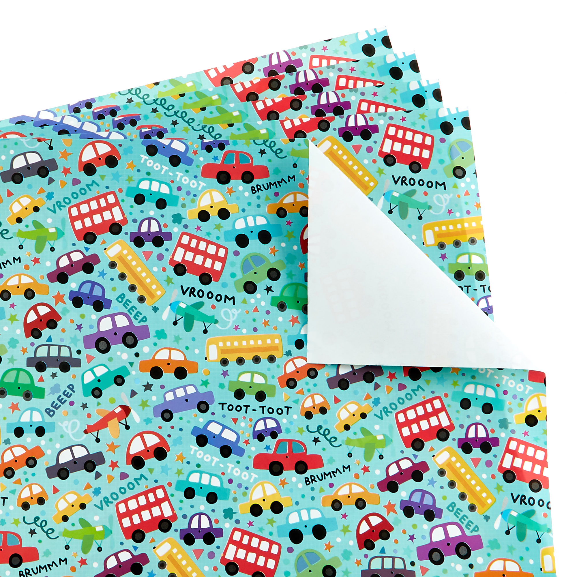 Colourful Vehicles Wrapping Paper - 24 Sheets