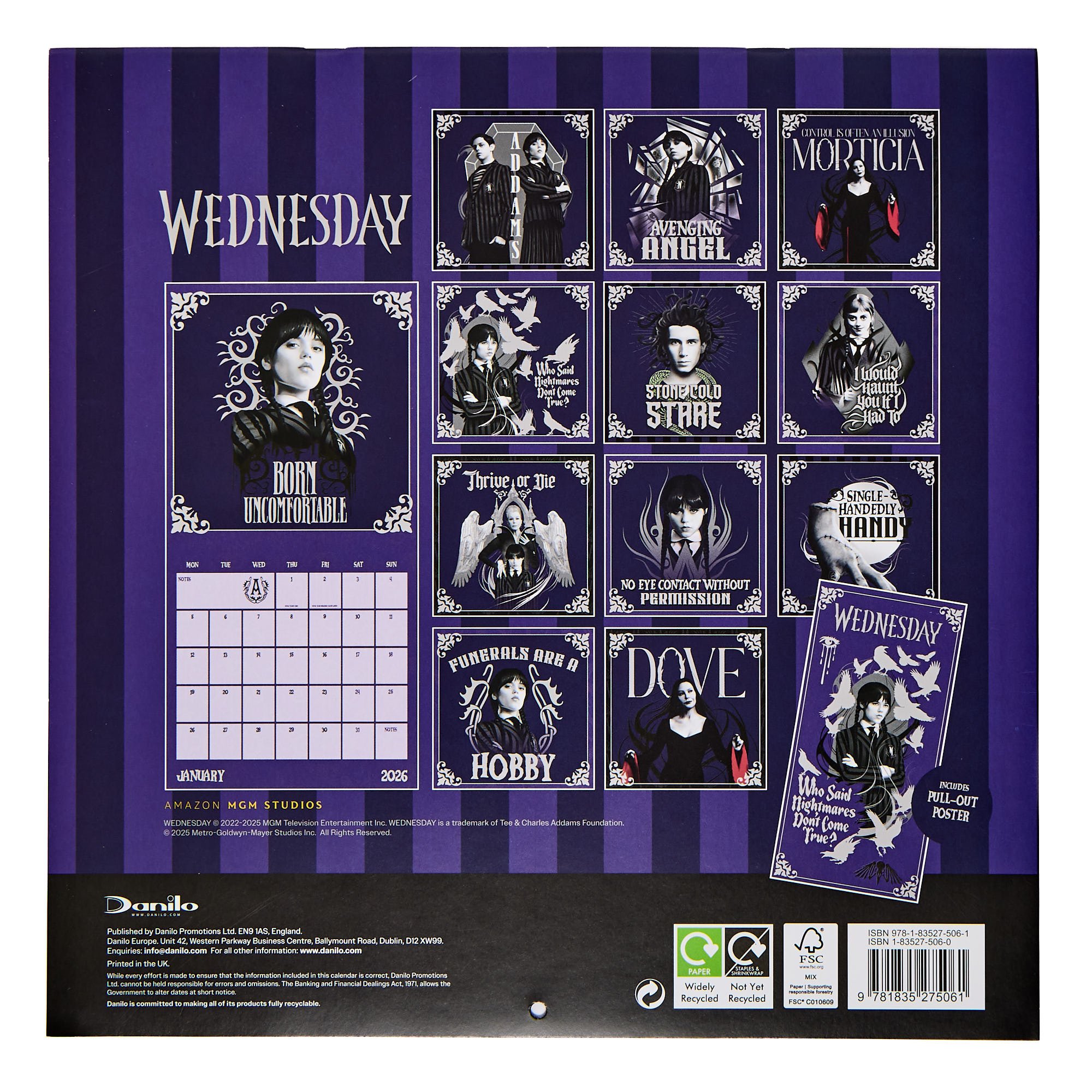 Wednesday Official 2026 Square Wall Calendar