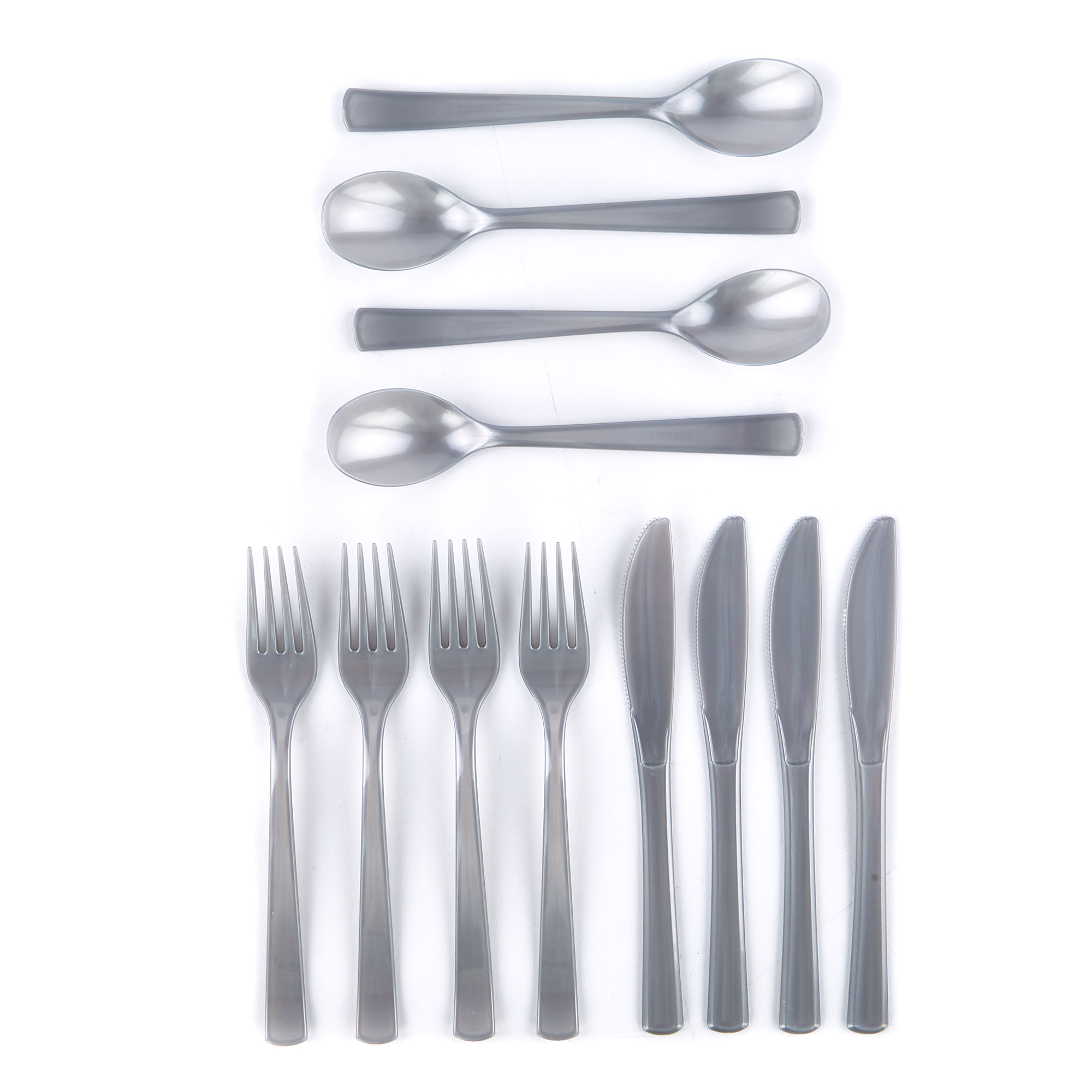 Silver Cutlery & Paper Straws Party Kit - 74 Pieces 