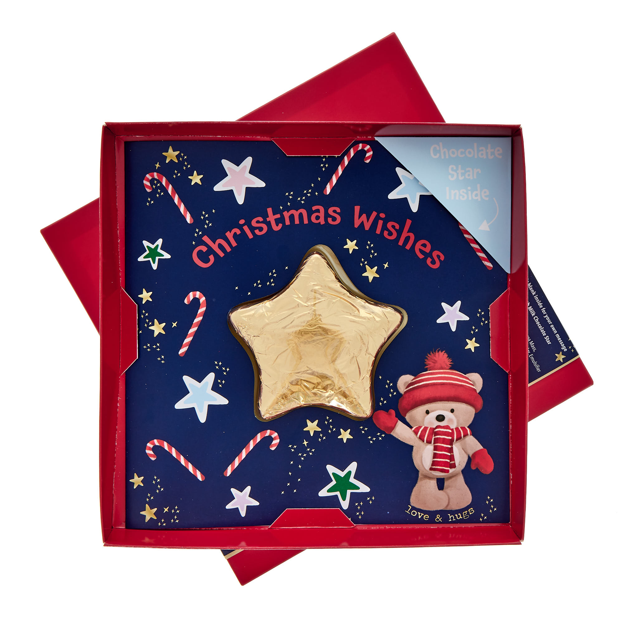 Love & Hugs Christmas Card With Chocolate Star
