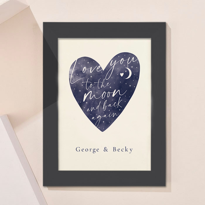 Personalised Love You To The Moon And Back Heart Framed Print