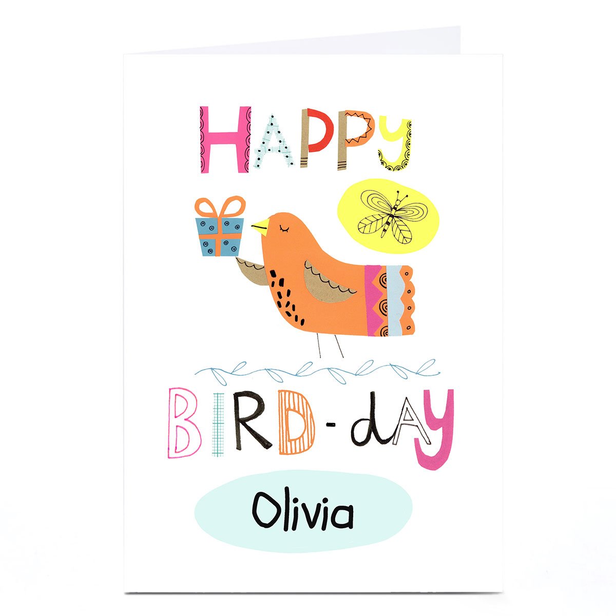 Personalised Lindsay Loves To Draw Birthday Card - Happy Bird-Day