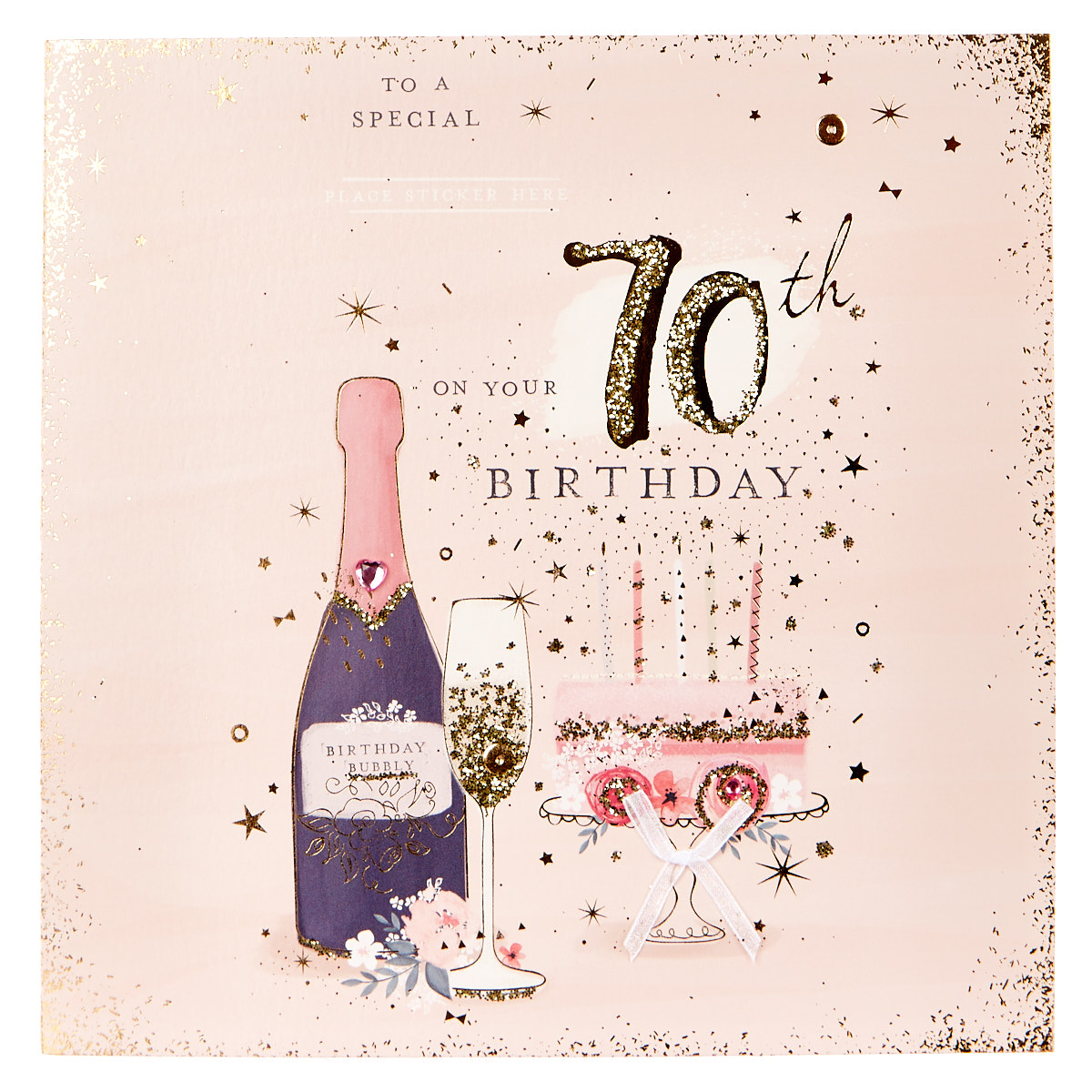 Exquisite Collection 70th Birthday Card - Any Female Recipient (Stickers Included)