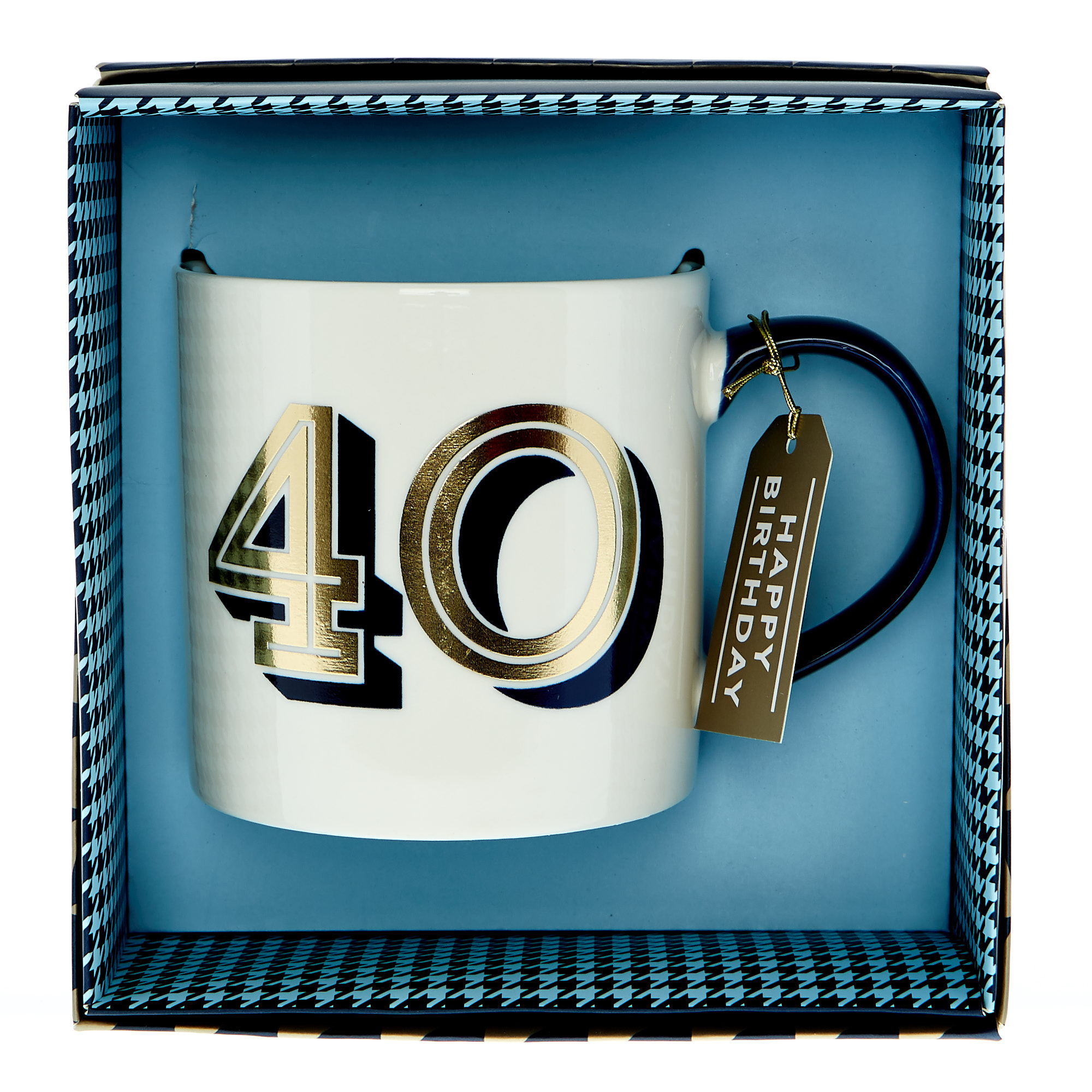 40th Birthday Mug In A Box - Blue & Gold 