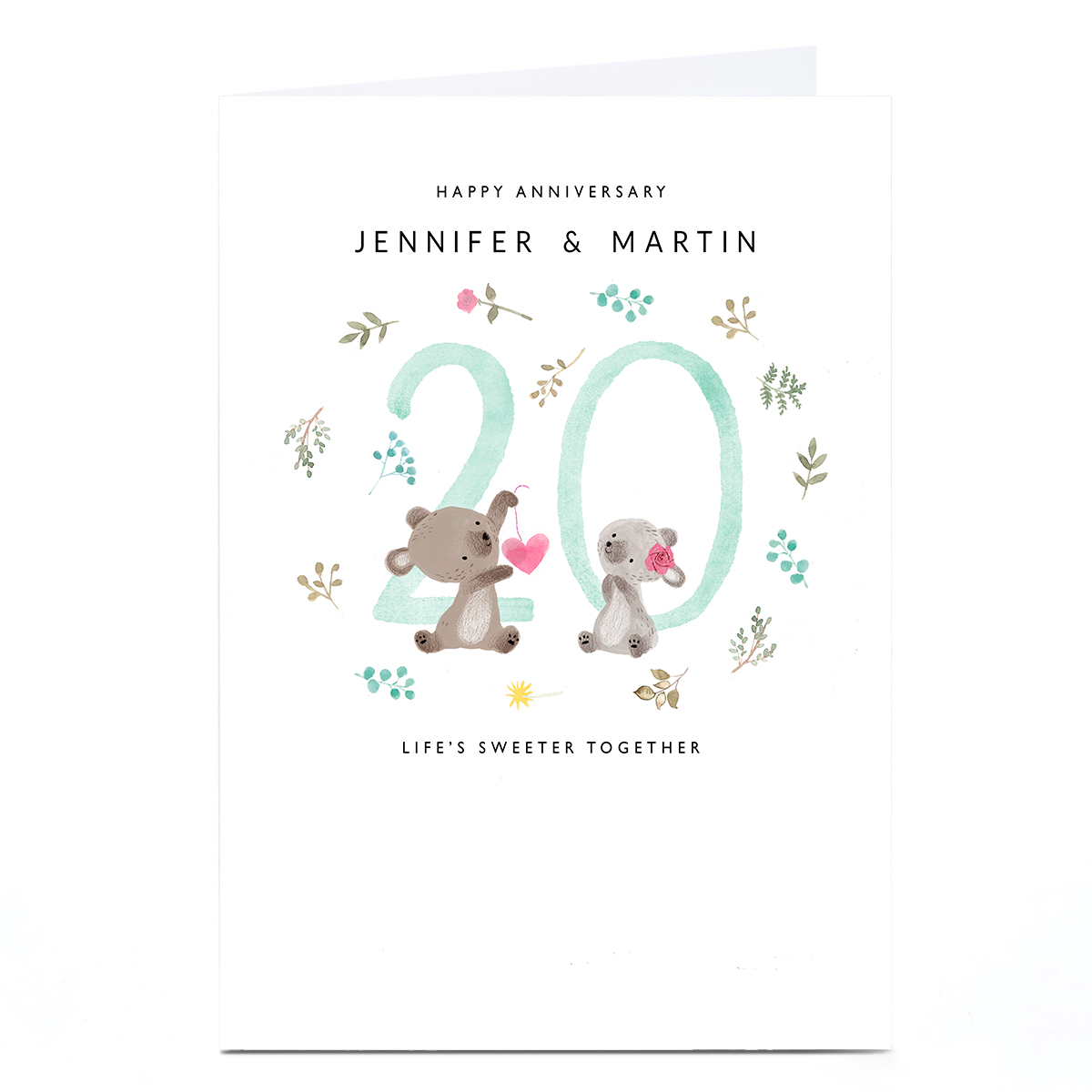 Personalised 20th Anniversary Card - Life's Sweeter Together