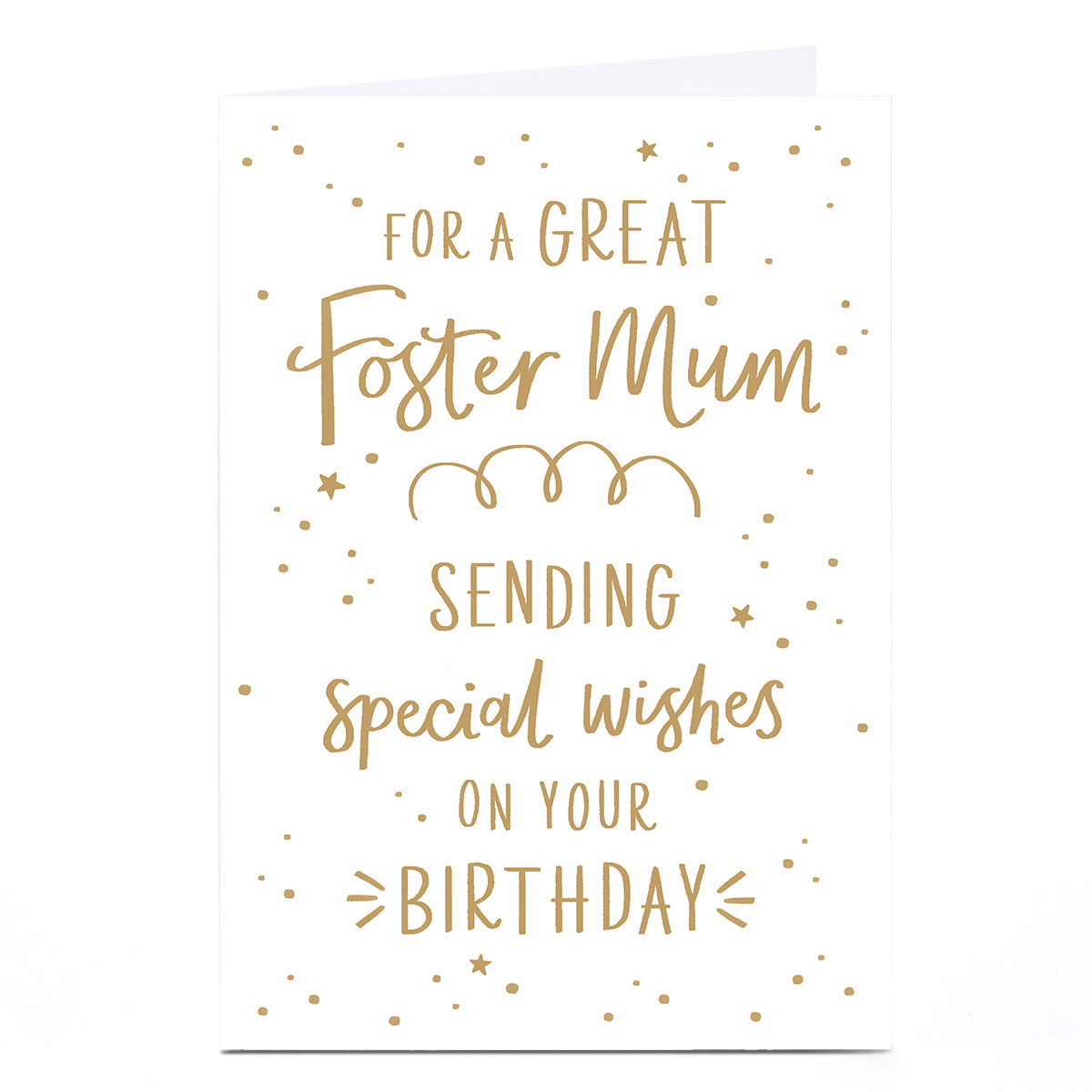 Birthday Card - Special Wishes and Gold Stars, Foster Mum