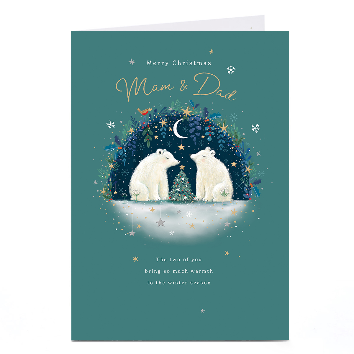 Christmas Card - Warmth To Winter Polar Bears, Mam & Dad