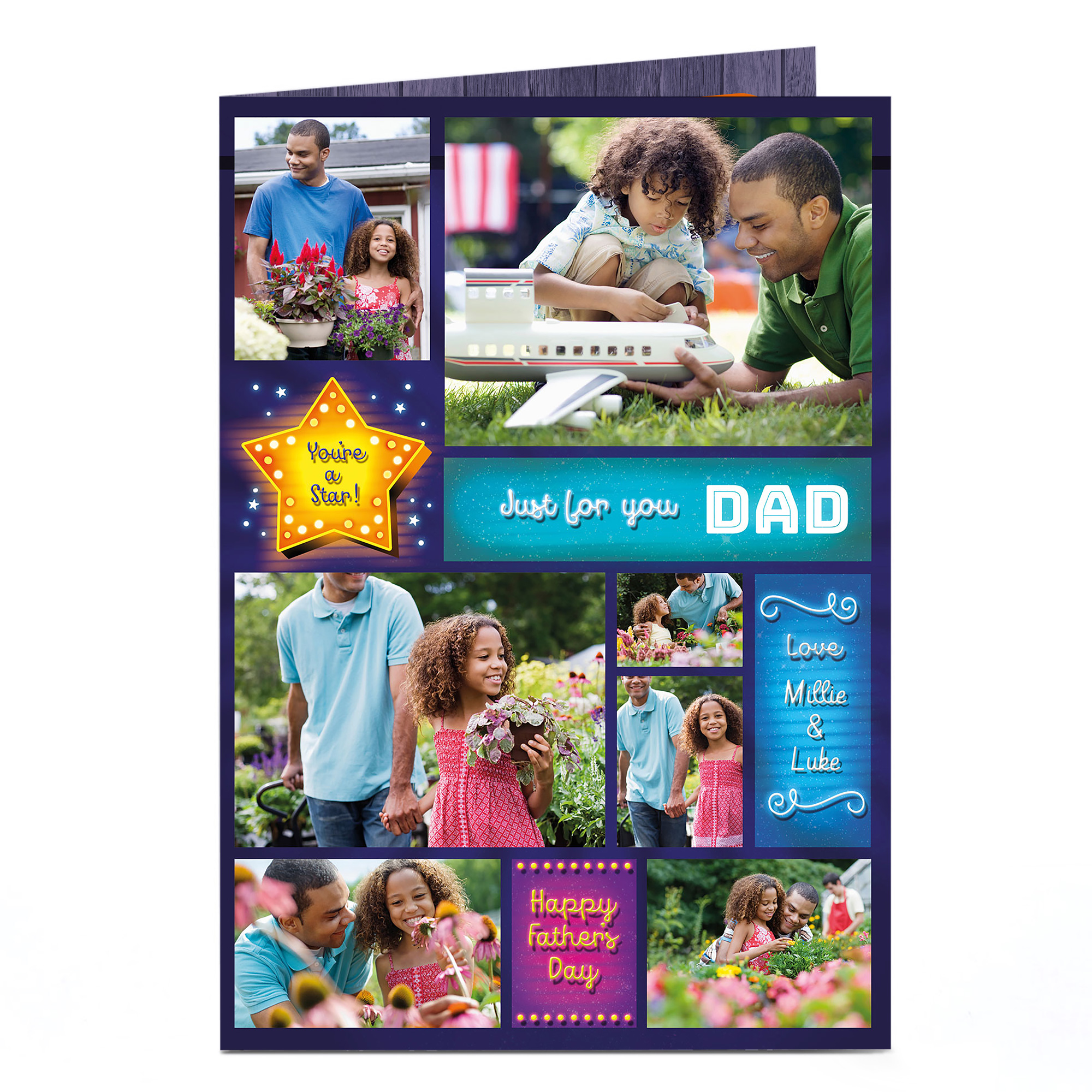 Photo Upload Father's Day Card - Neon Signs