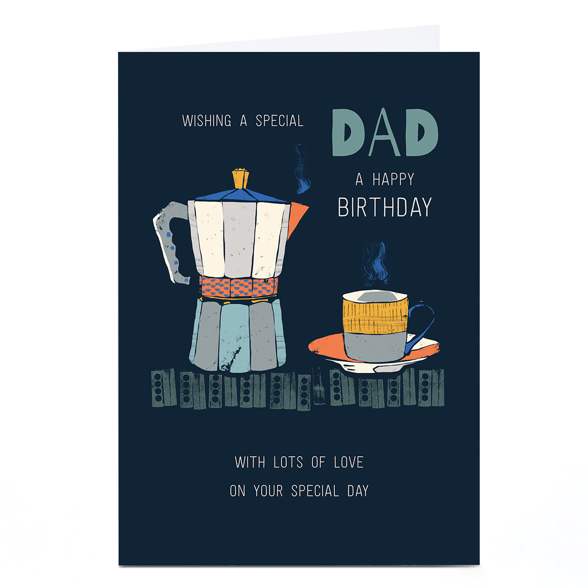 Personalised Rebecca Prinn Birthday Card - Coffee Pot, Dad