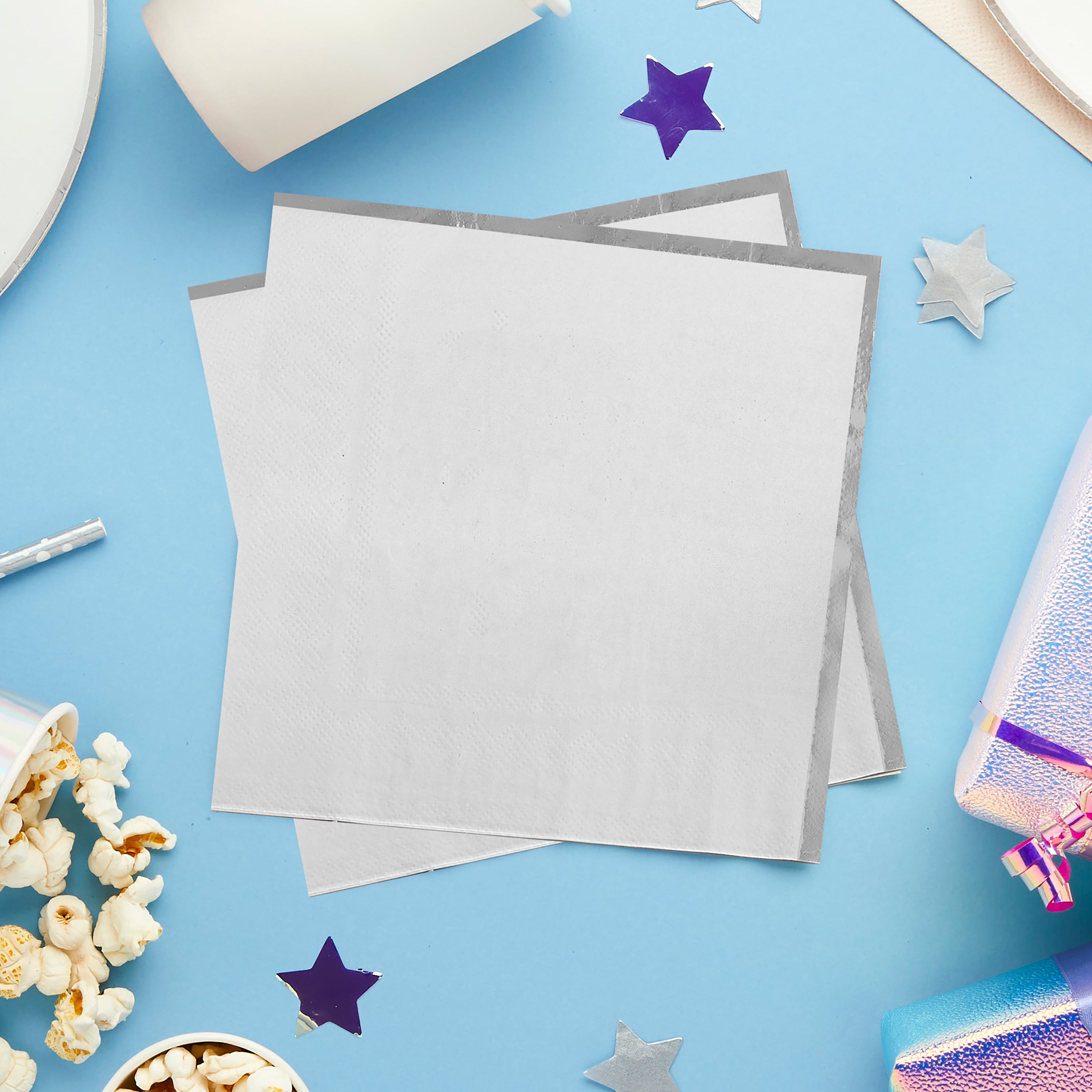 Metallic Silver & Grey Ombre Paper Napkins - Pack of 16