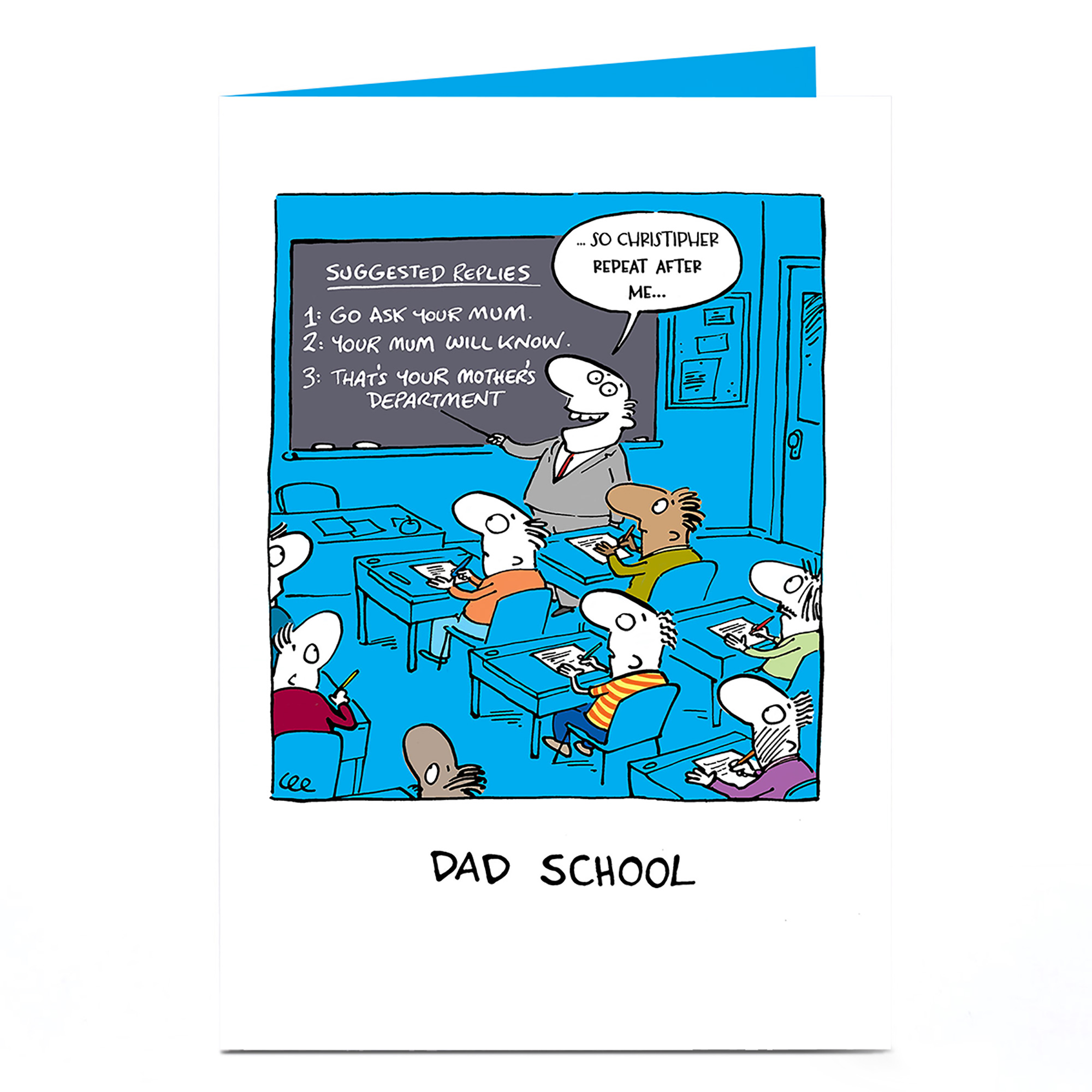 Personalised Card - Dad School Cartoon