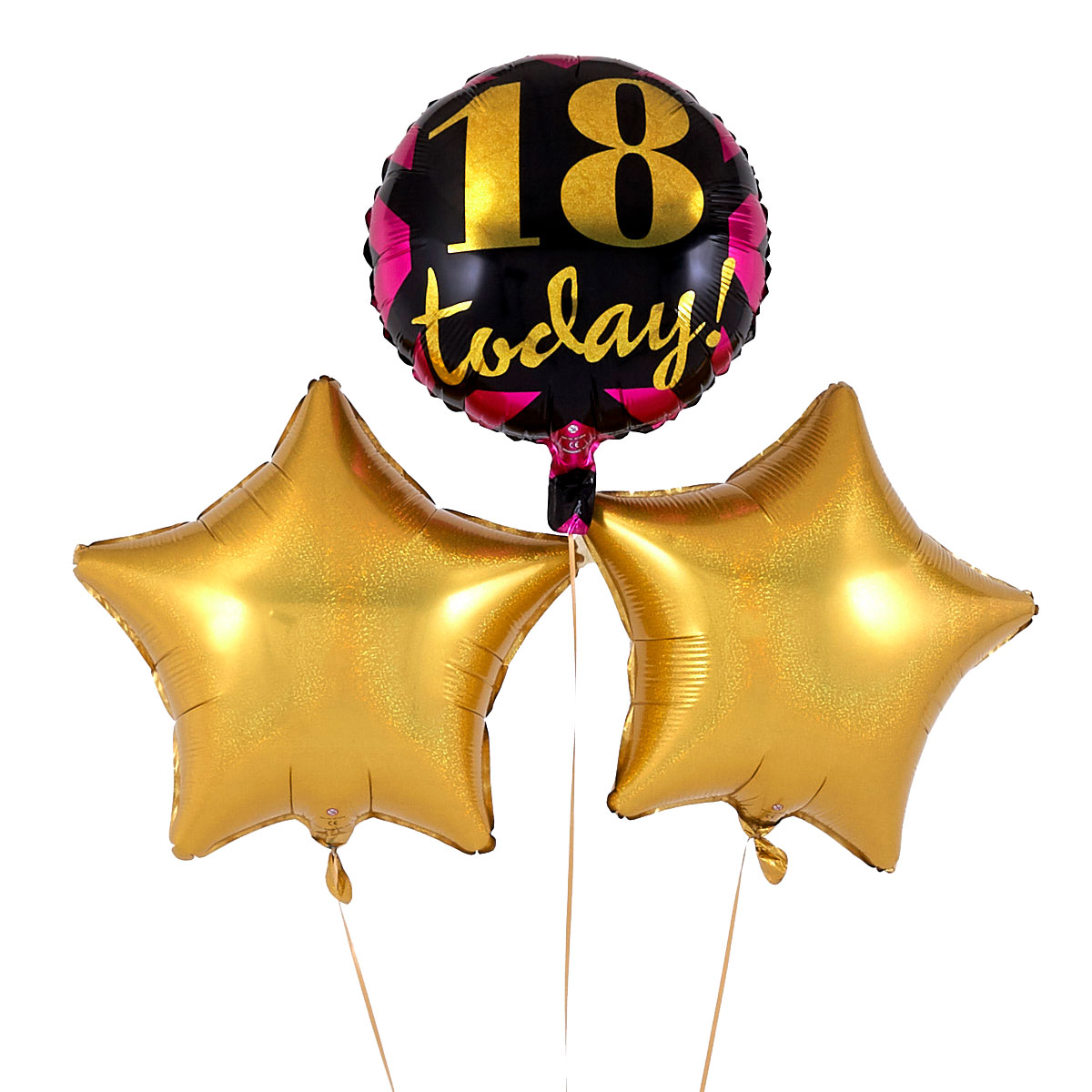 18 Today' Pink, Black & Gold Balloon Bouquet - DELIVERED INFLATED!