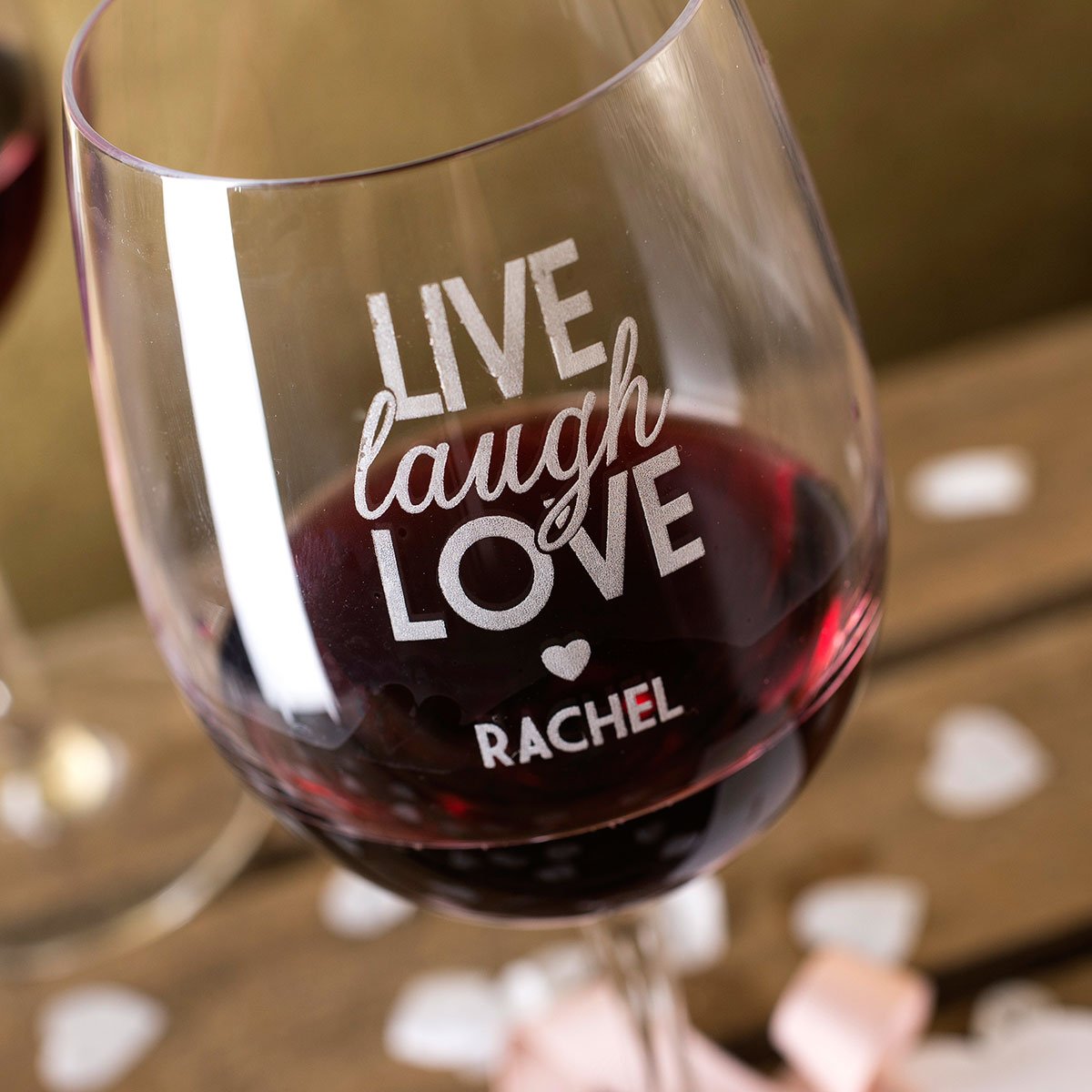 Personalised Engraved Set Of 2 Wine Glasses|Glassware - Live Laugh Love