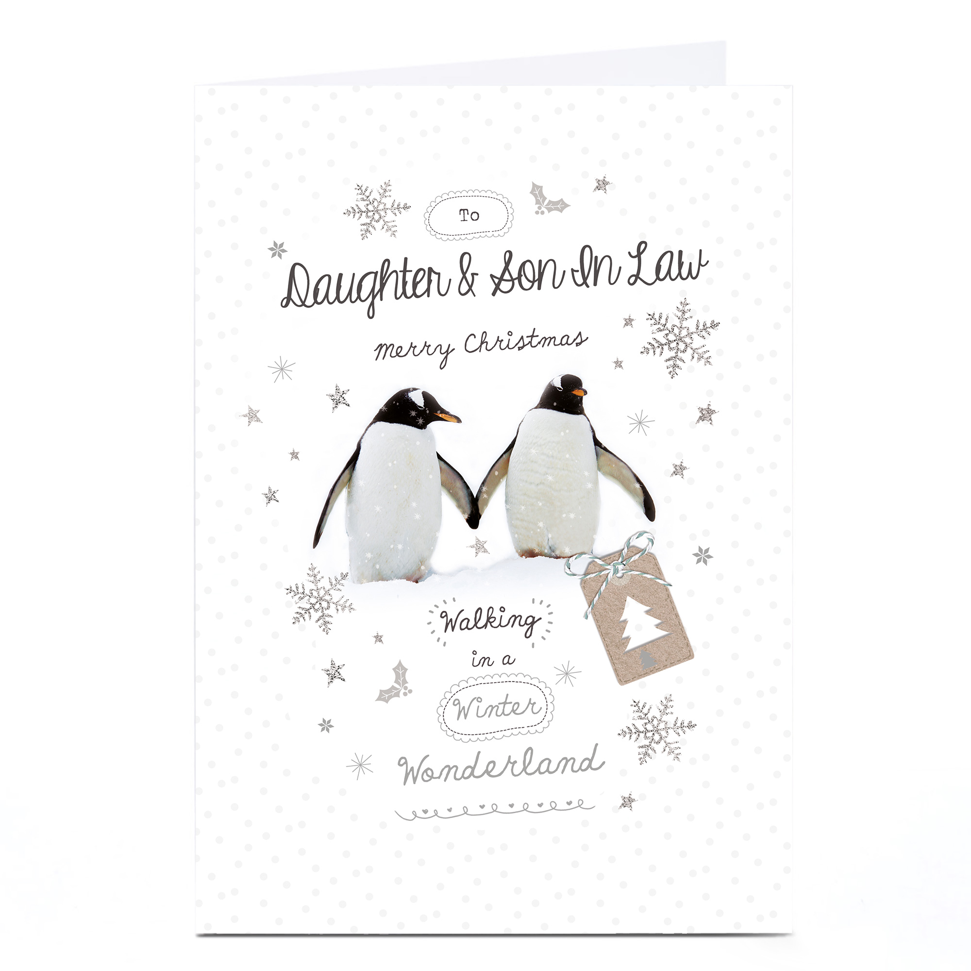 Personalised Christmas Card - Penguins - Daughter and Son-In-Law