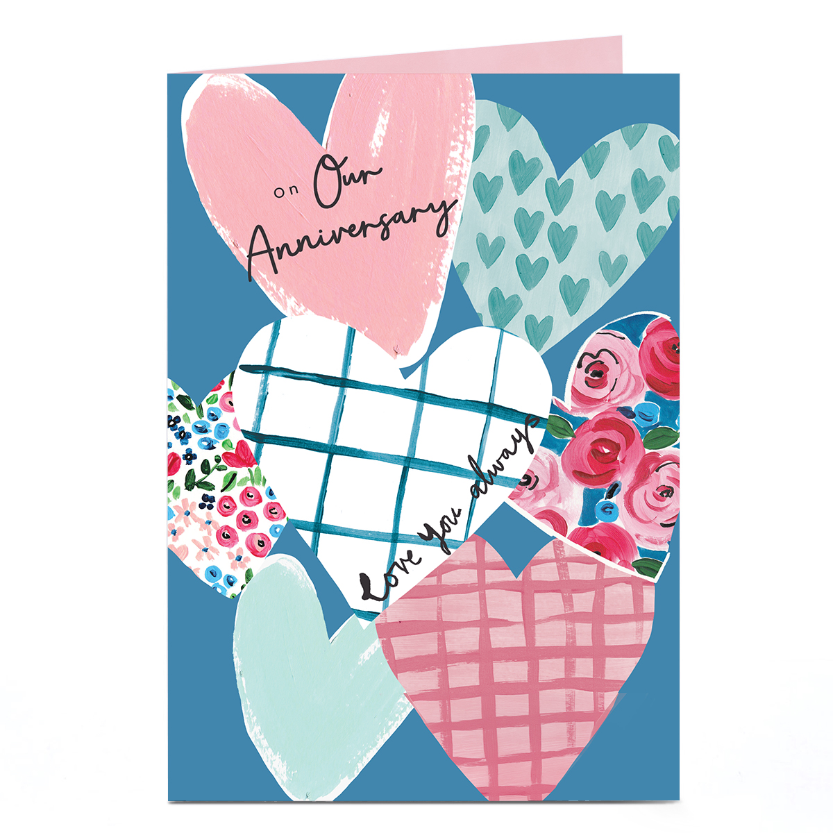 Anniversary Card - Love You Always Patchwork Hearts