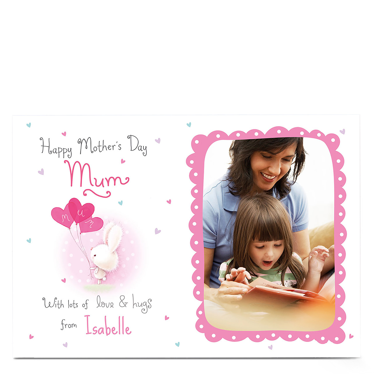 Photo Upload Mother's Day Card - Bunny Balloons