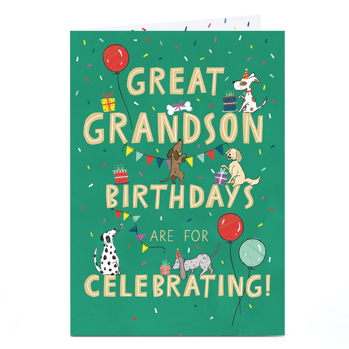 Birthday Card - Party Dogs, Great Grandson