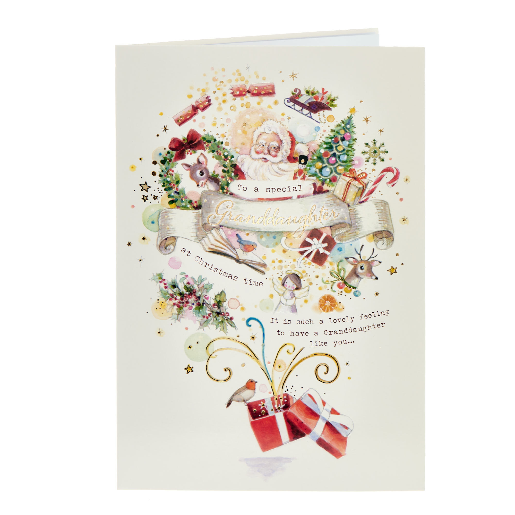 Granddaughter Classic Santa Christmas Card