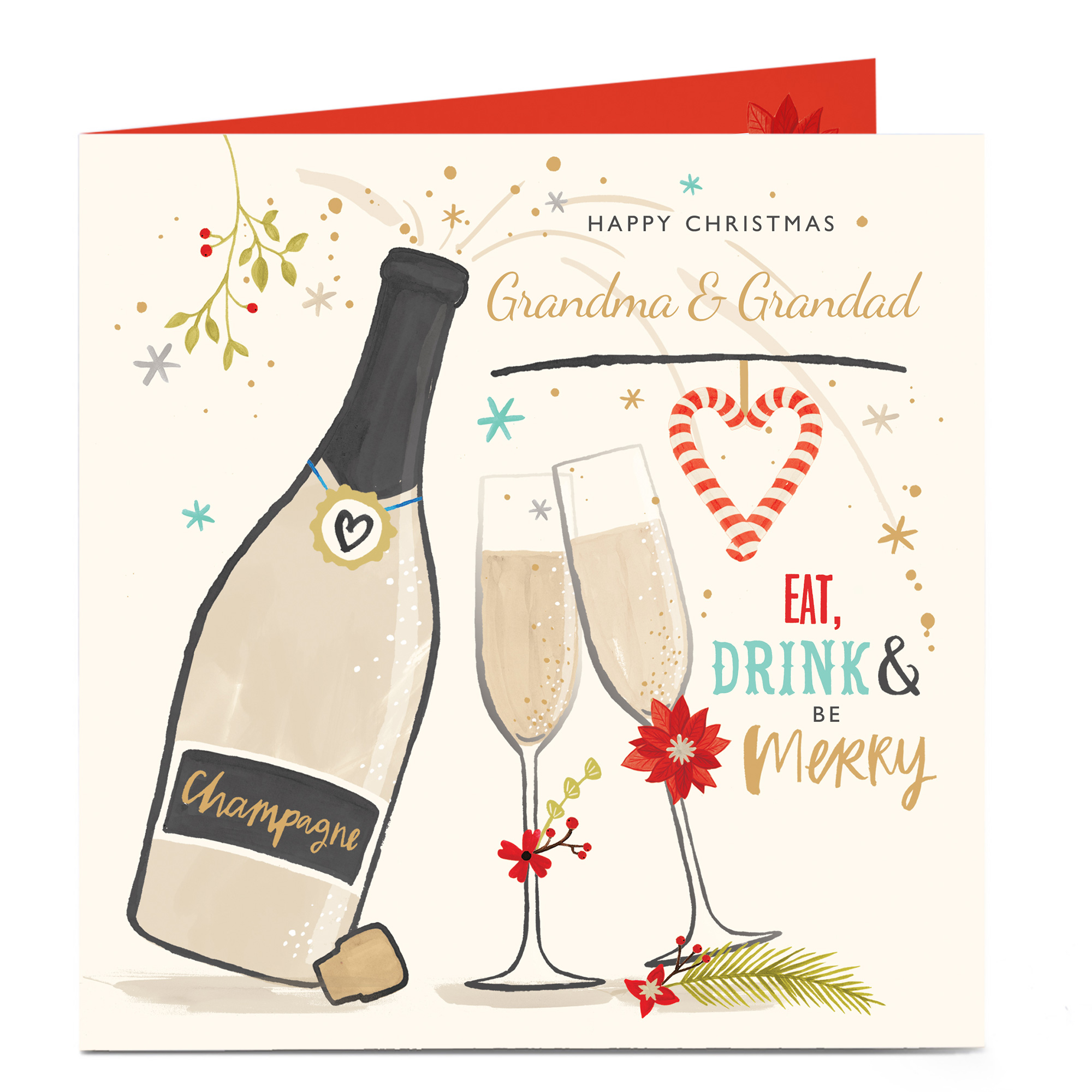 Personalised Christmas Card - Be Merry, Nan and Grandad