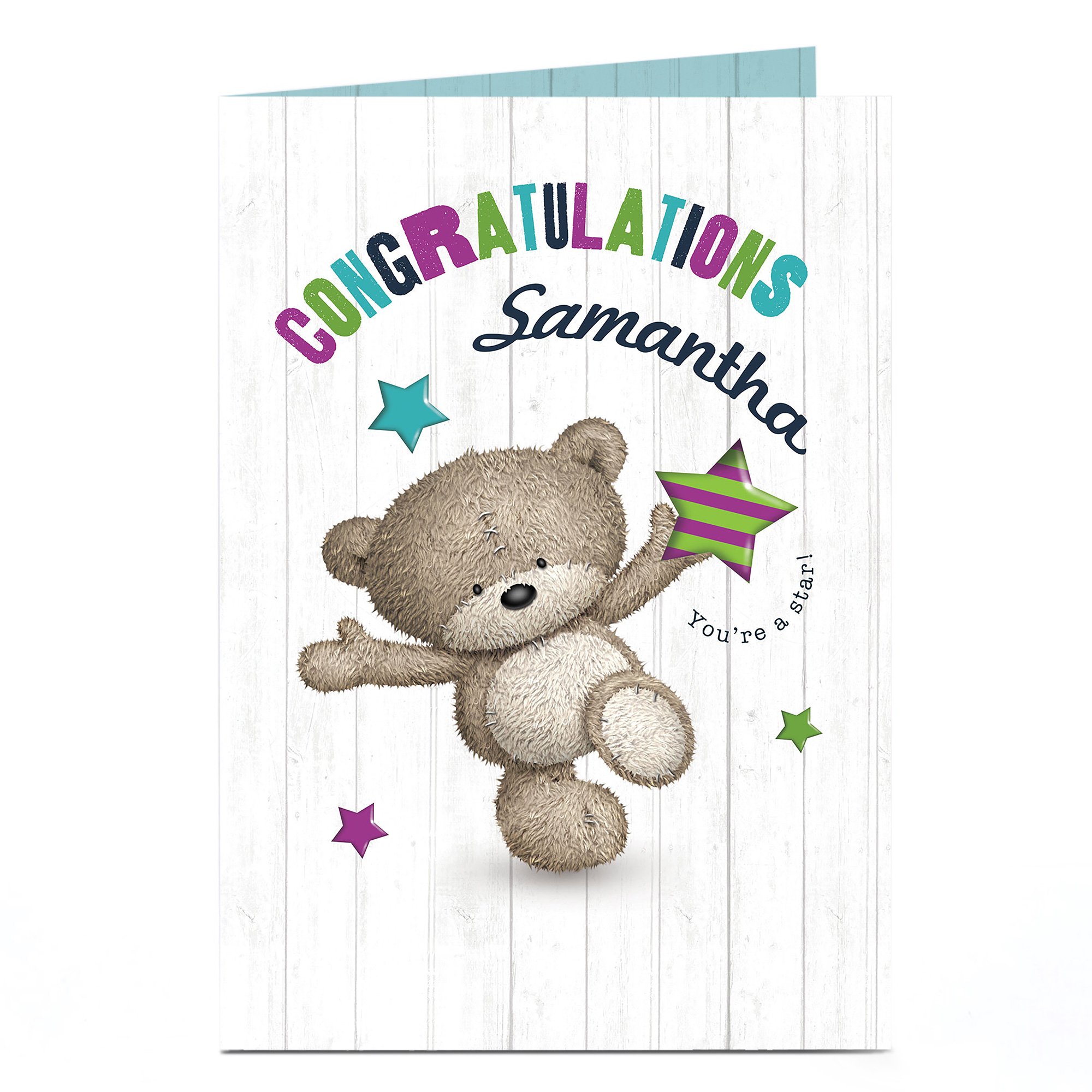 Personalised Hugs Bear Congratulations Card - You're A Star