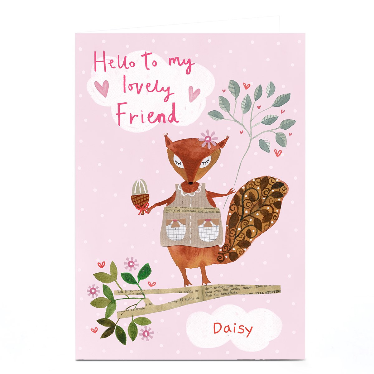 Personalised Lindsay Loves To Draw Card - Friend Squirrel
