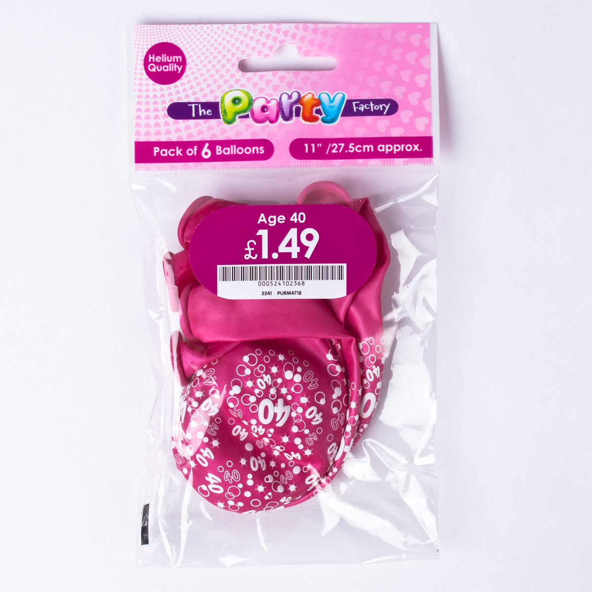 Metallic Pink Circles 40th Birthday Helium Latex Balloons - Pack Of 6