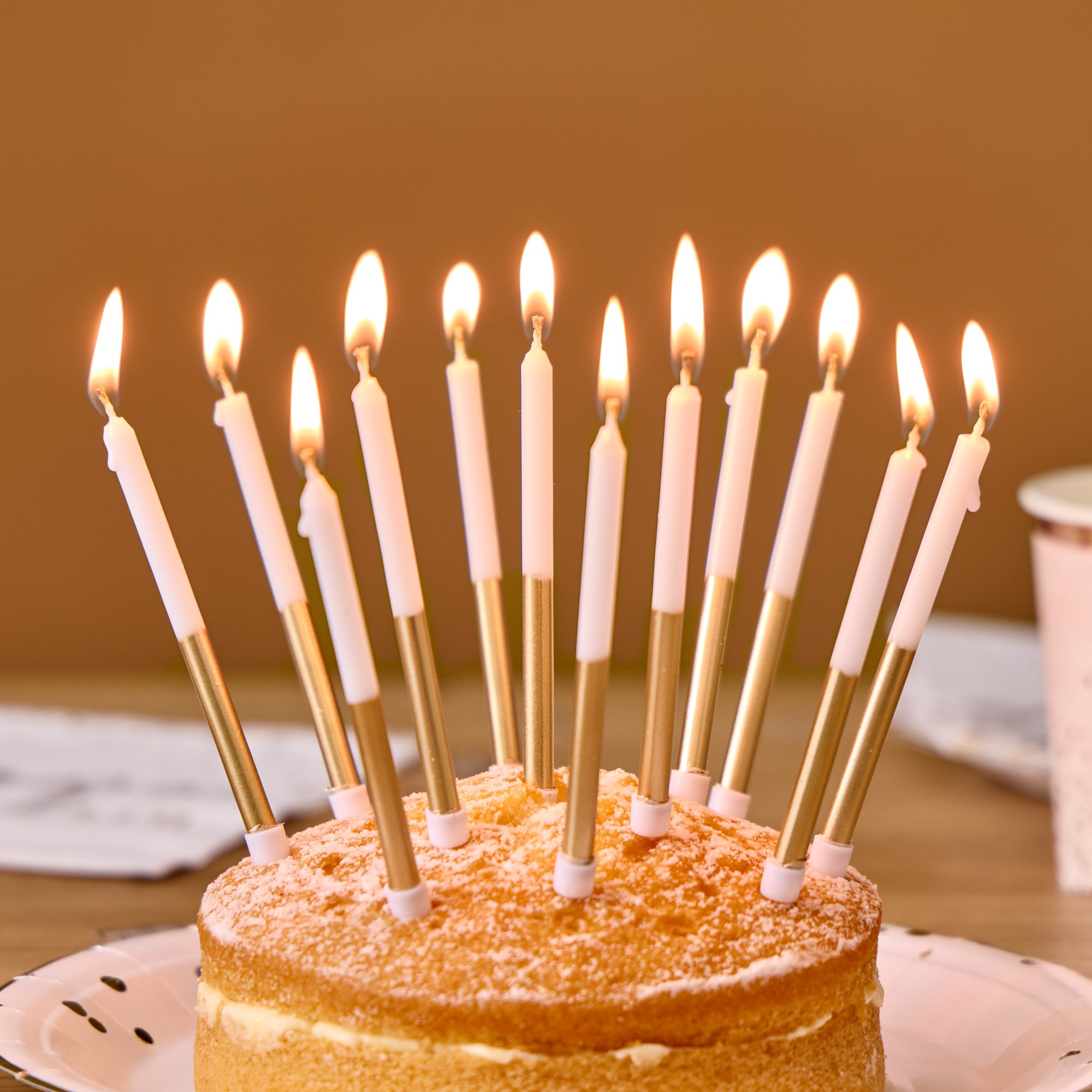 Gold Metallic Cake Candles - Pack of 24