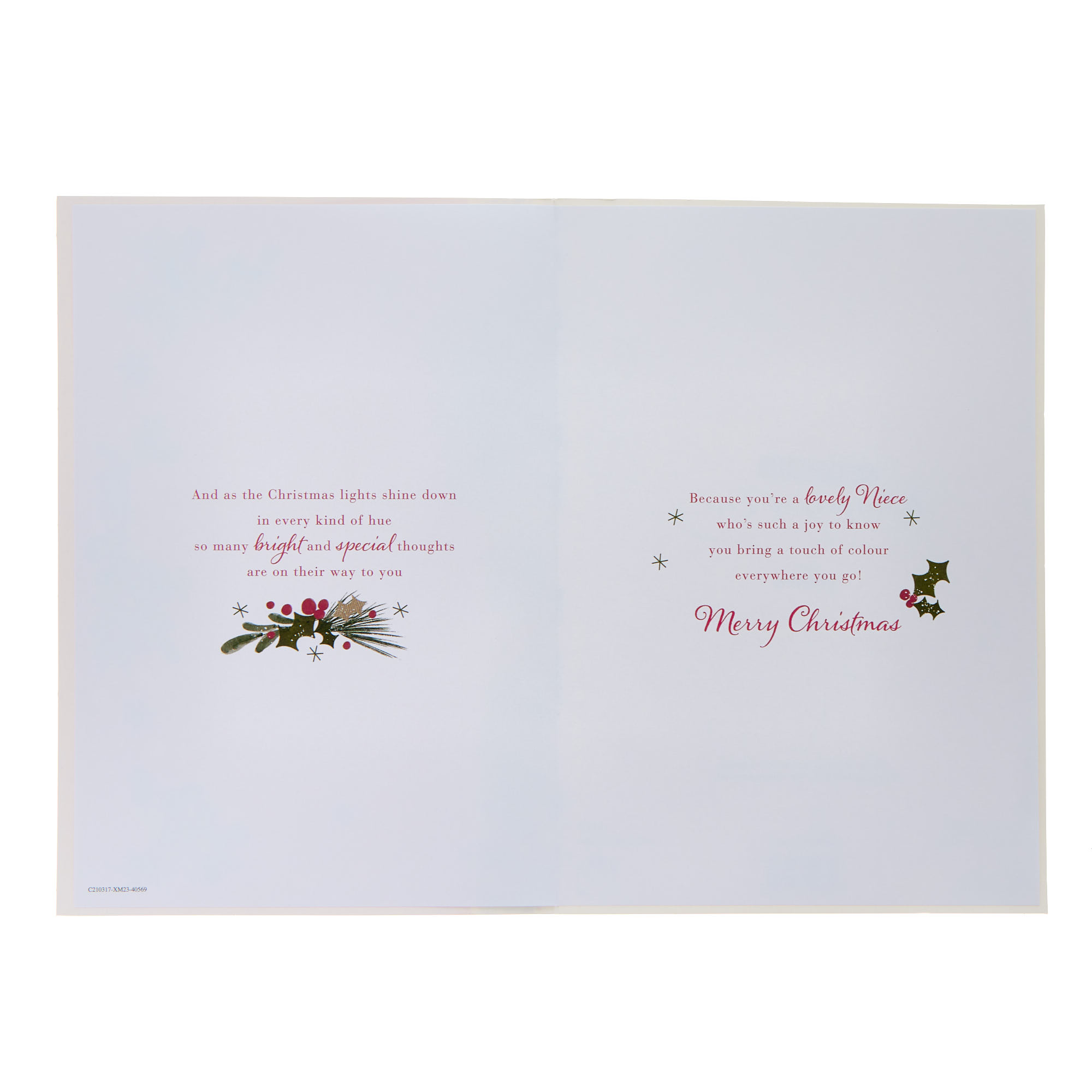 Niece Holly Border Christmas Card