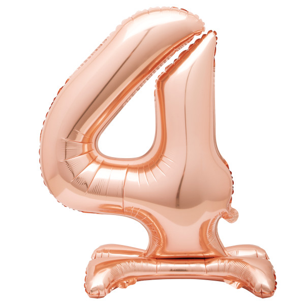 30-Inch Rose Gold Air-Fill Standing Number 4 Table Balloon