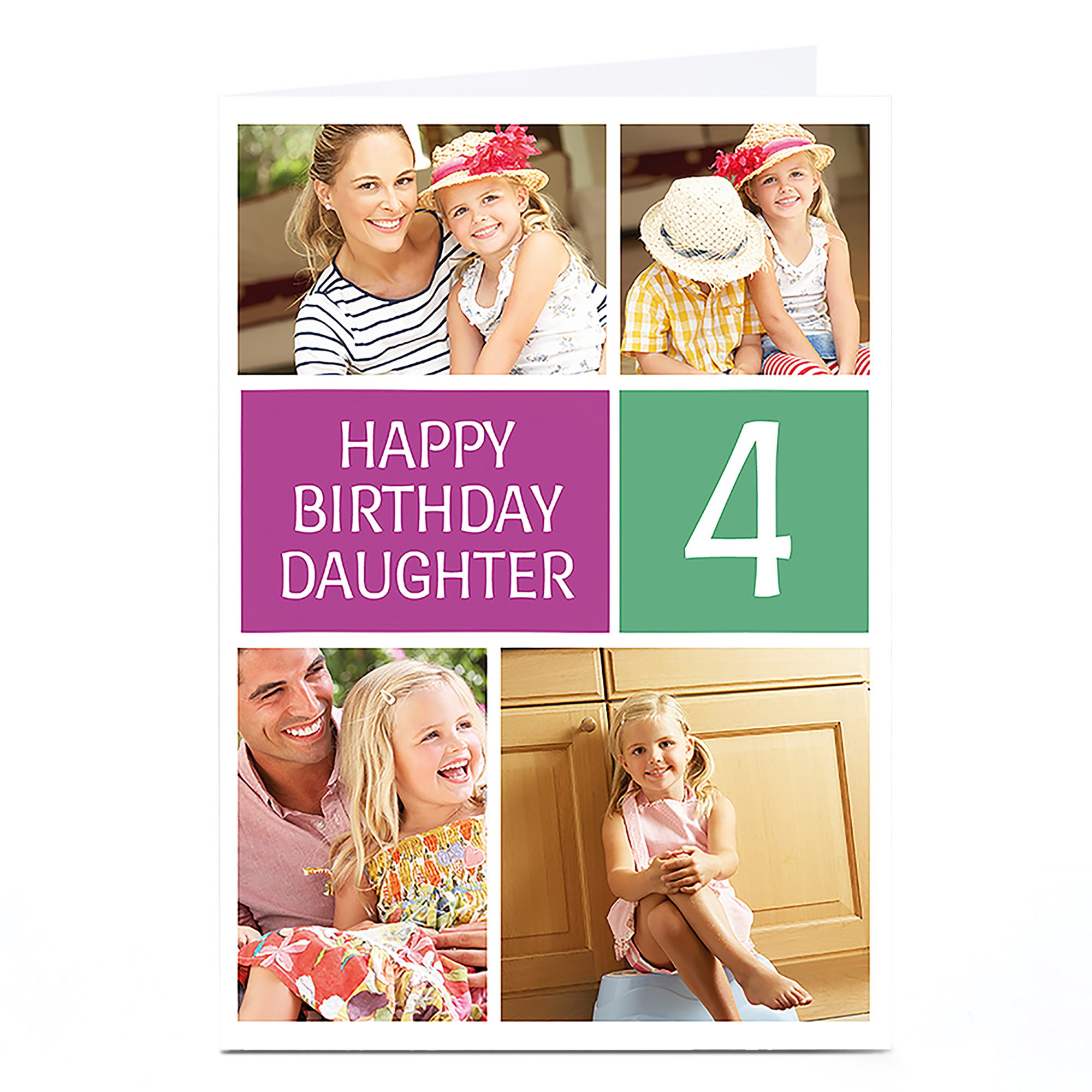 Photo Birthday Card - Green & Purple, Daughter