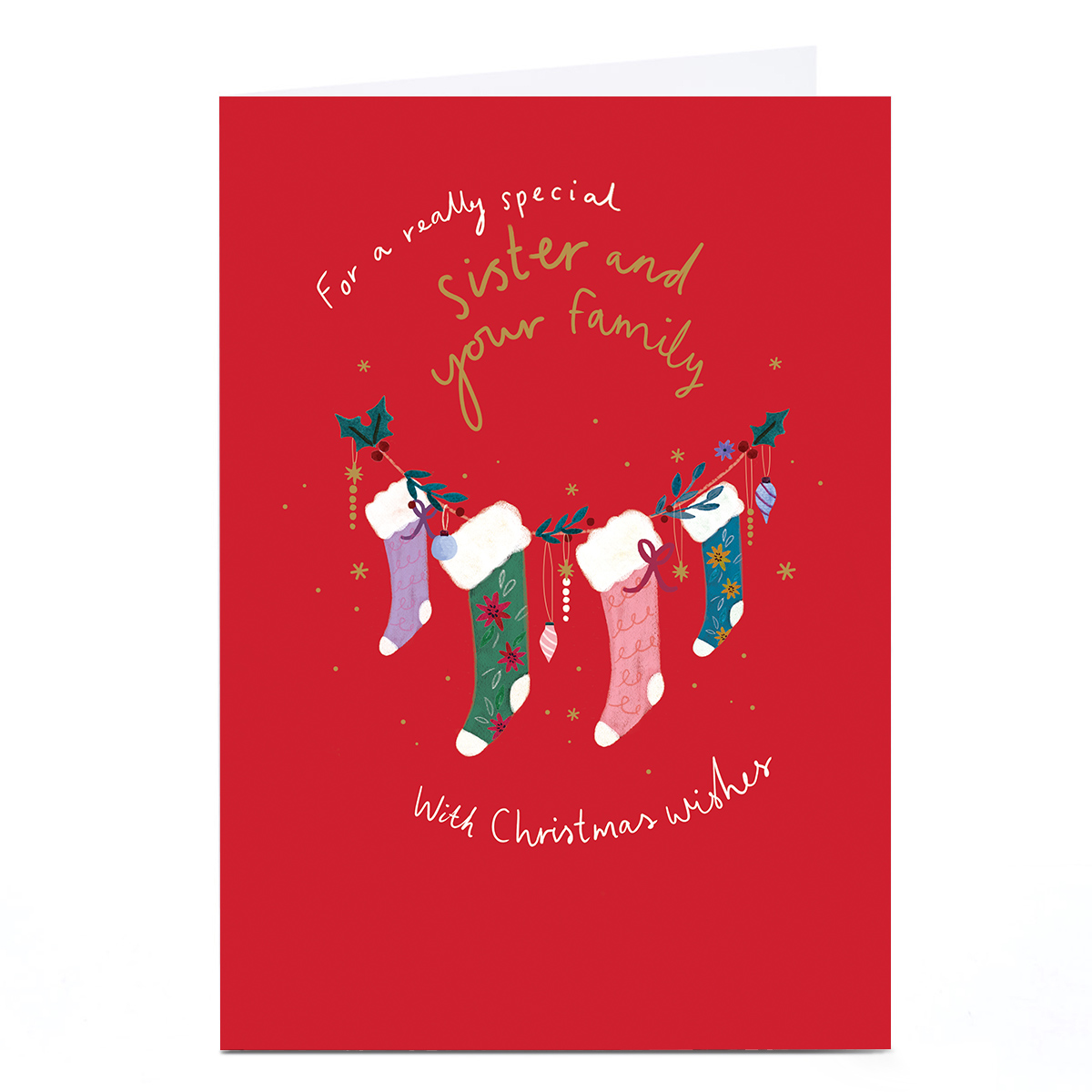 Christmas Card - Garland of Stockings, Special Sister And Your Family