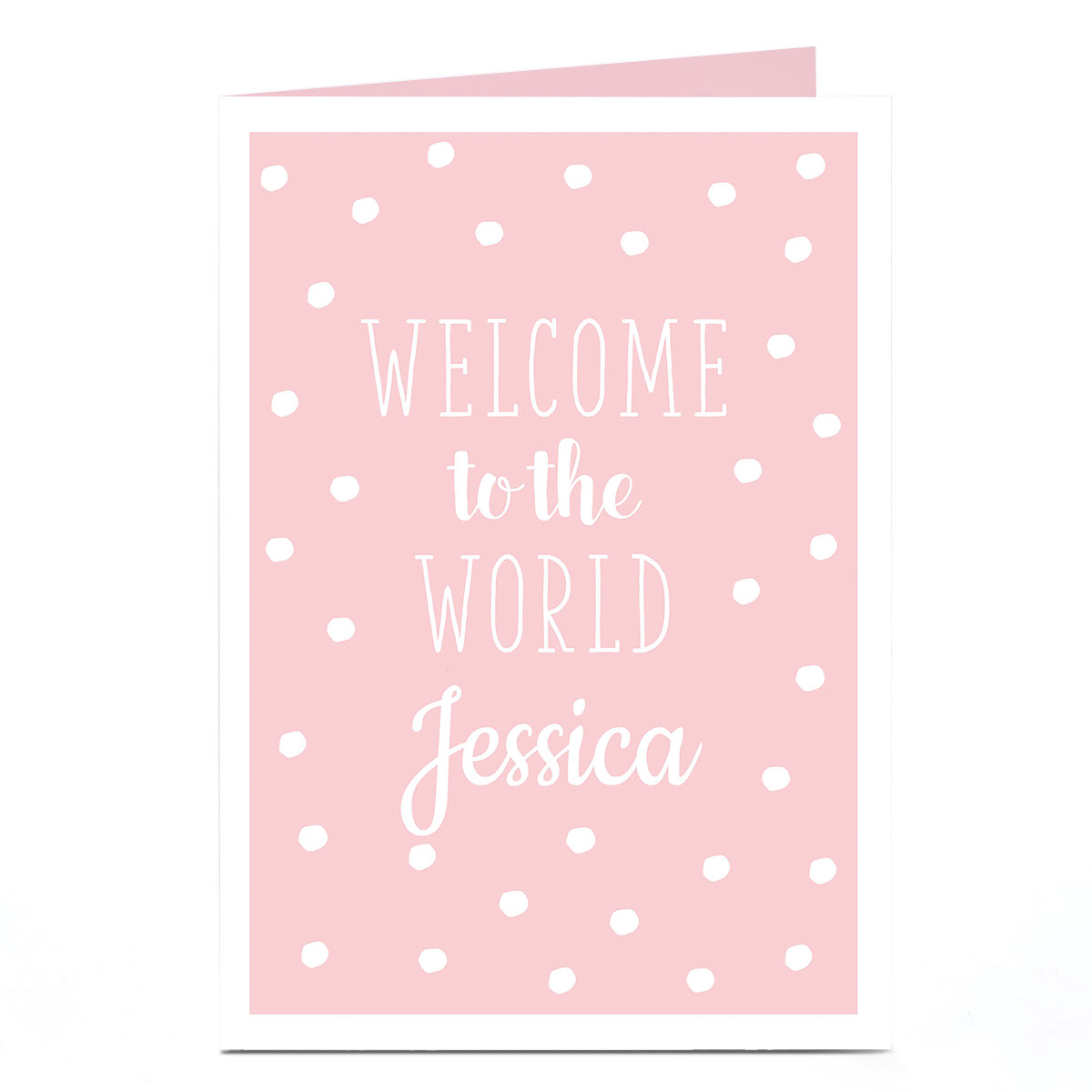 Personalised New Baby Card - Welcome To The World Pink