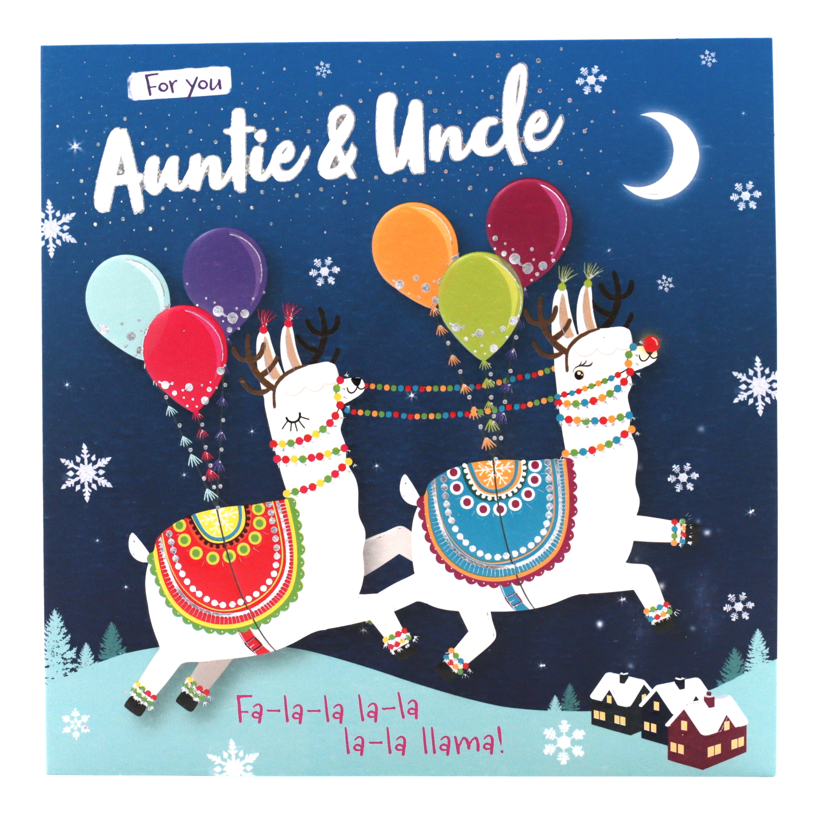 Christmas Card - Auntie & Uncle, Fa-La-La Llama