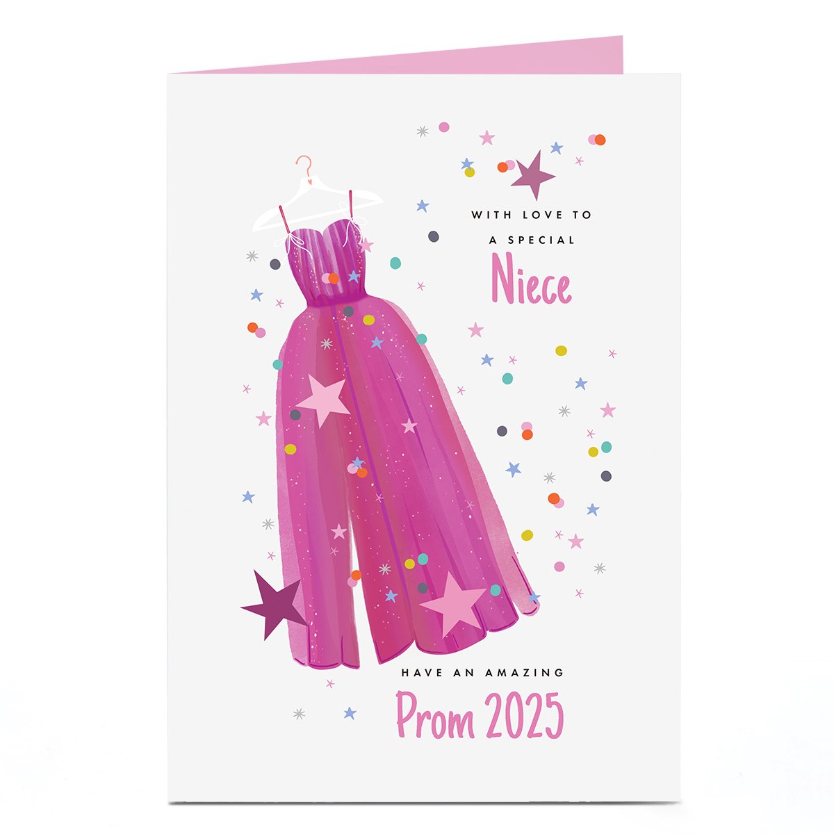 Personalised Prom Card - Pink Dress, Niece