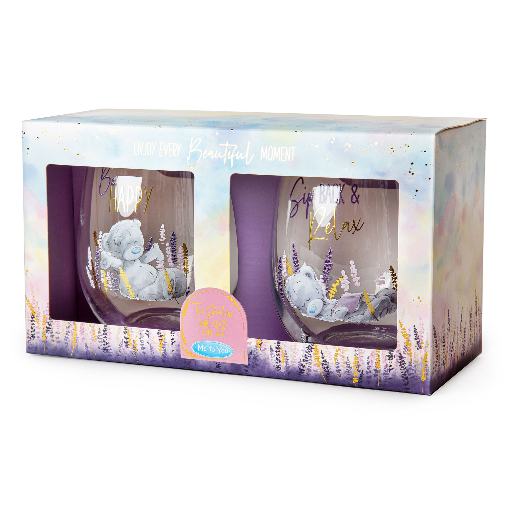 Me to You Tatty Teddy Lavender Fields Glass Tumblers Gift Set