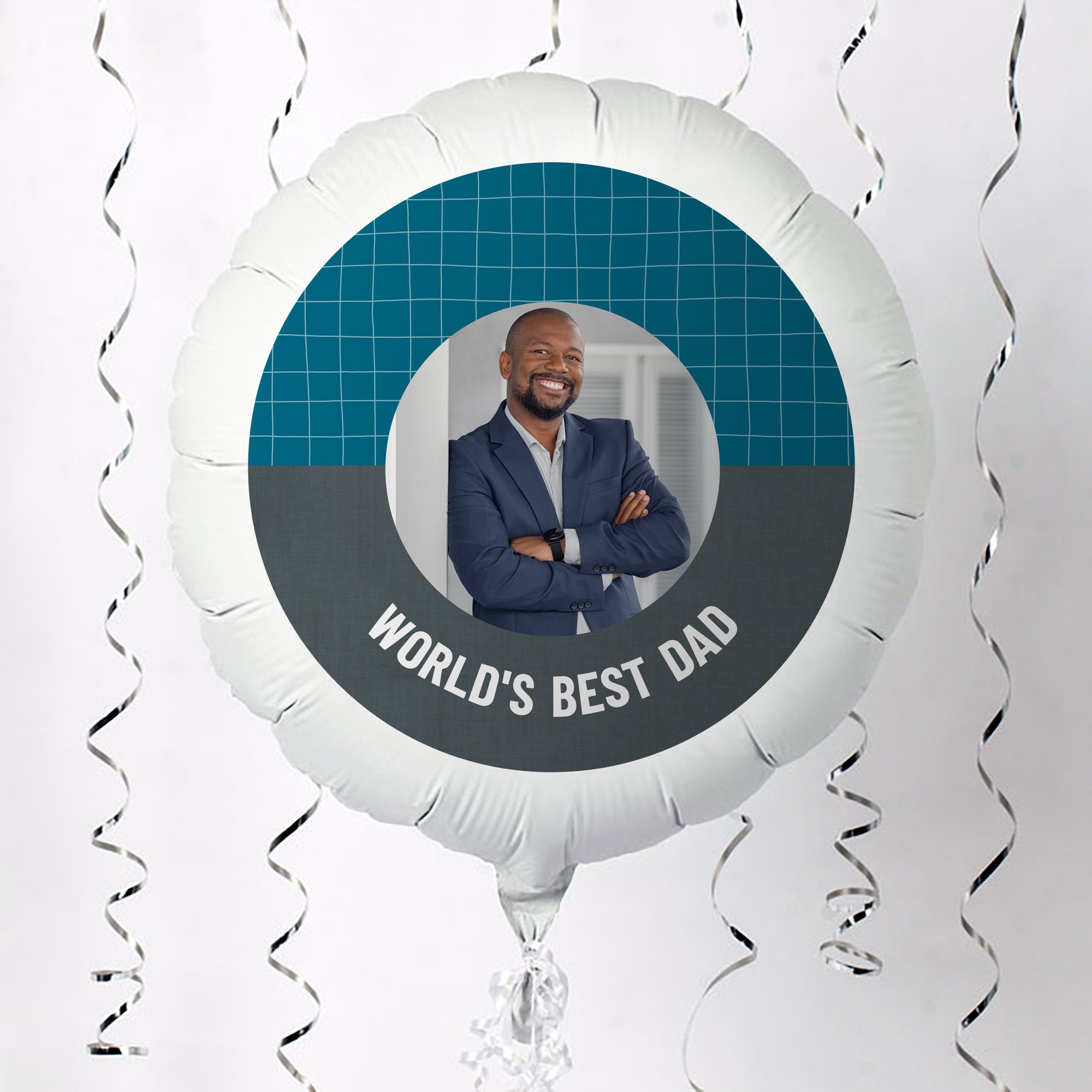 Photo Upload Balloon - Blue Border World's Best, Any Name