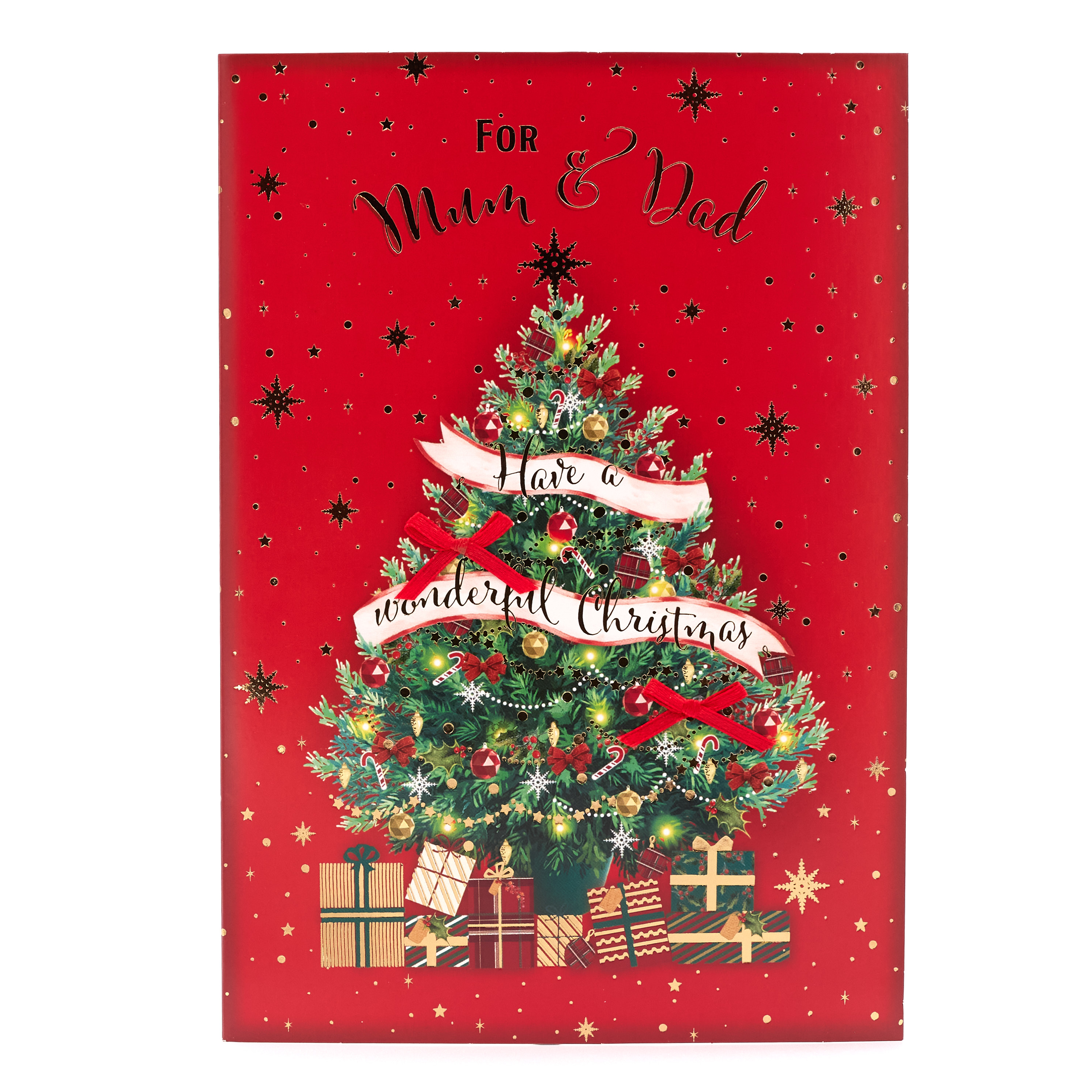 Christmas Card - Mum And Dad, Traditional Christmas Tree