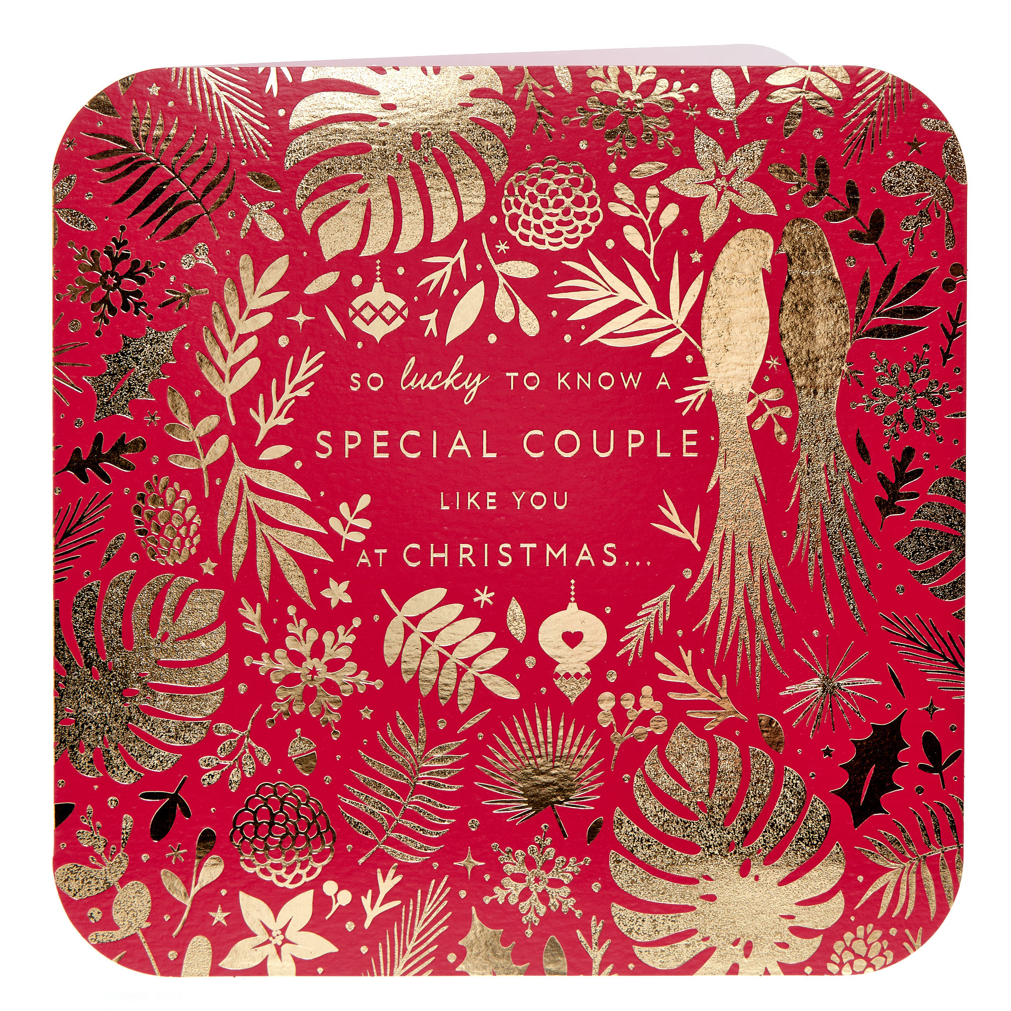 Special Couple Gold & Red Print Christmas Card