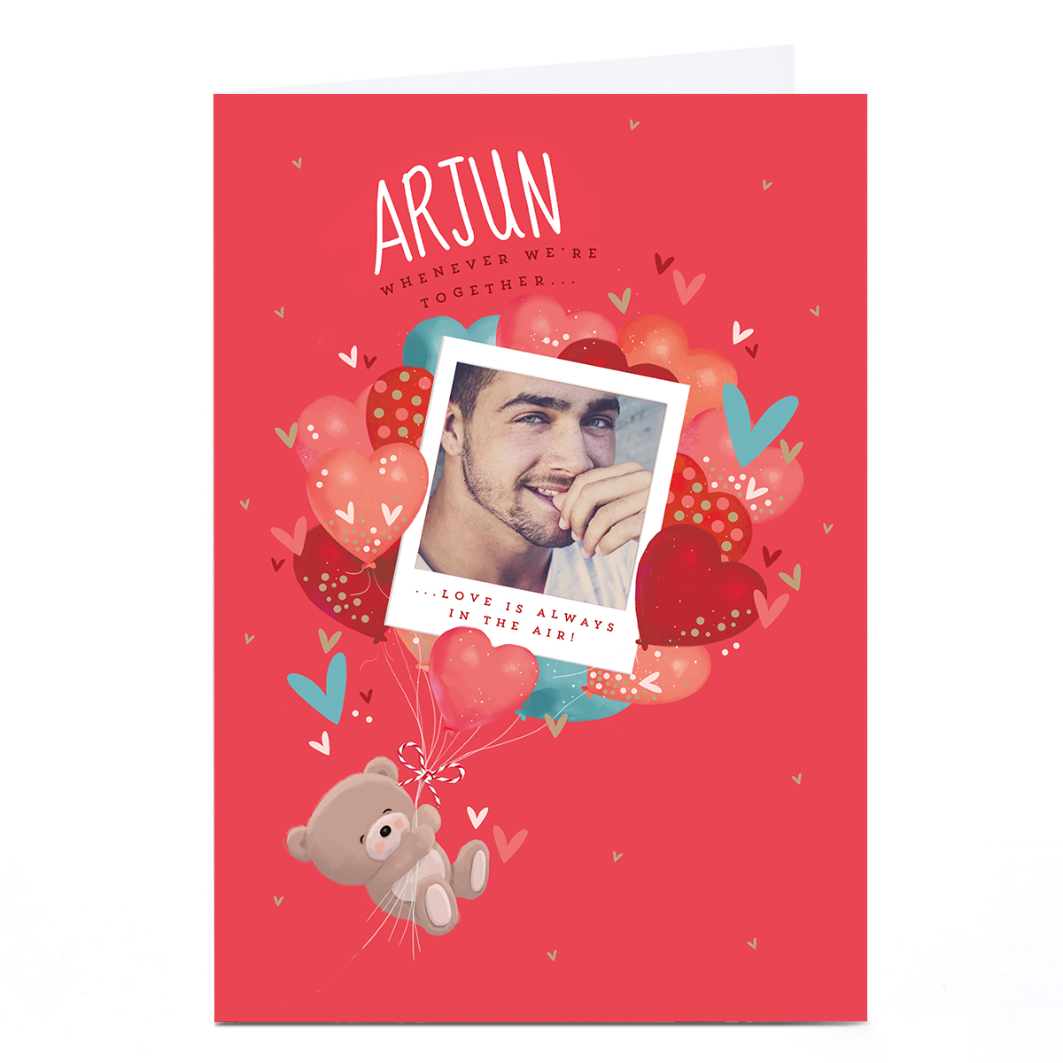A4 Photo Hugs Bear Valentine's Day Card - Love is Always in the Air