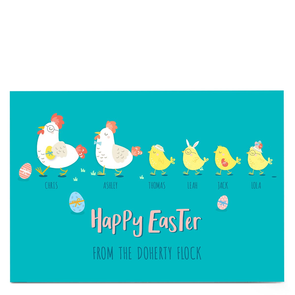 Personalised Easter Card - Family Of 6